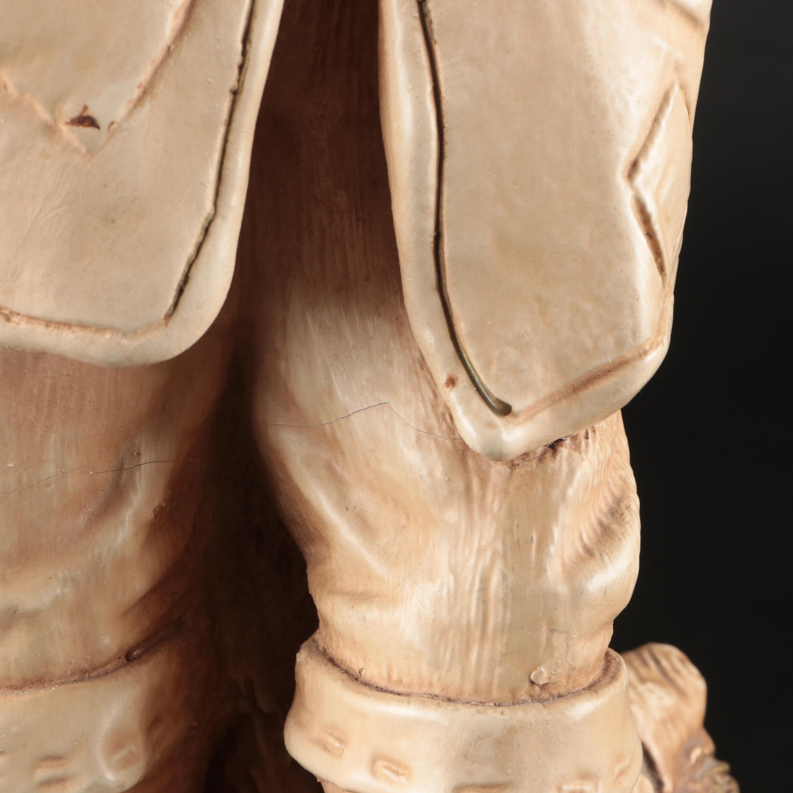 Marwal Ind. Inc. Chalkware Fisherman, Late 20th Century