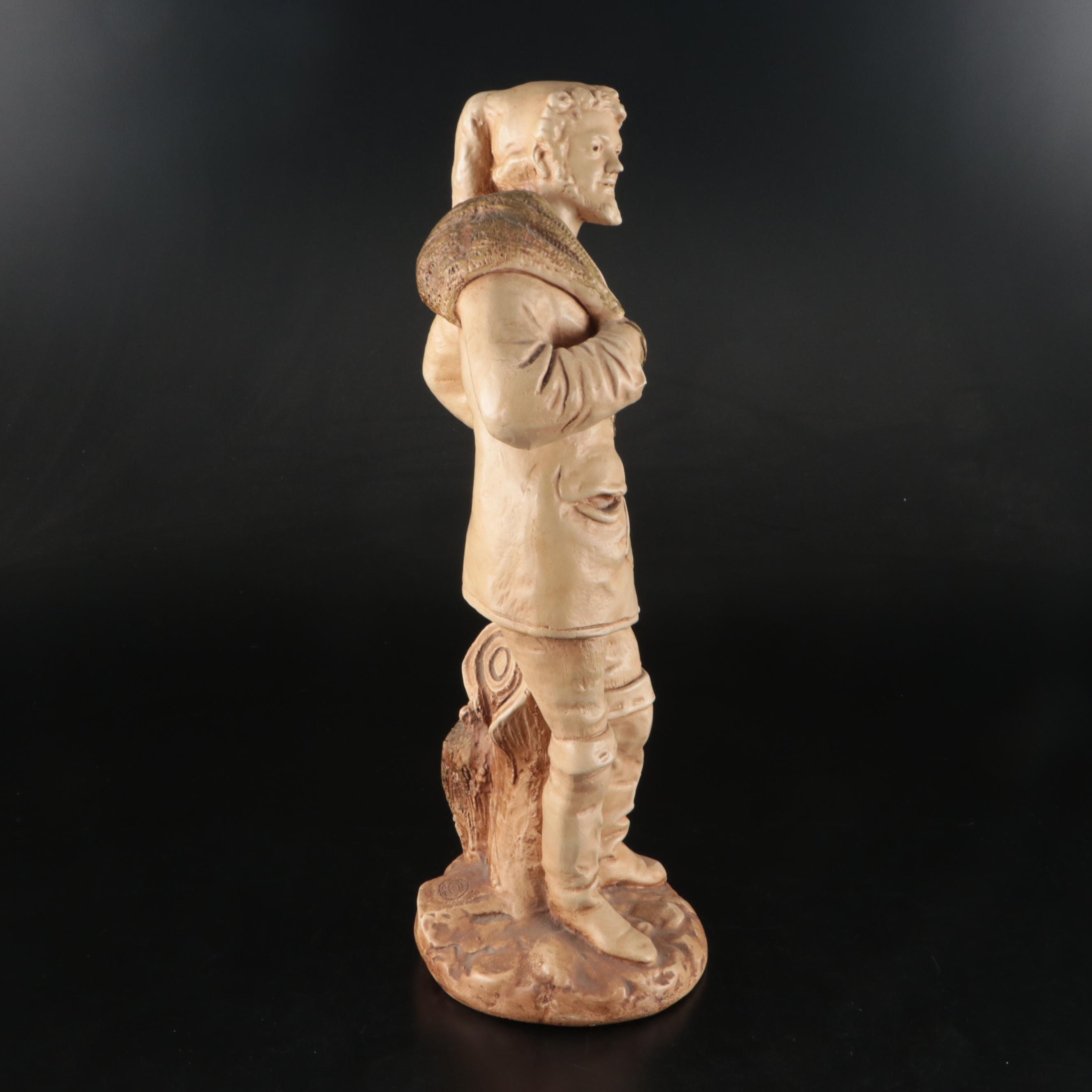 Marwal Ind. Inc. Chalkware Fisherman, Late 20th Century