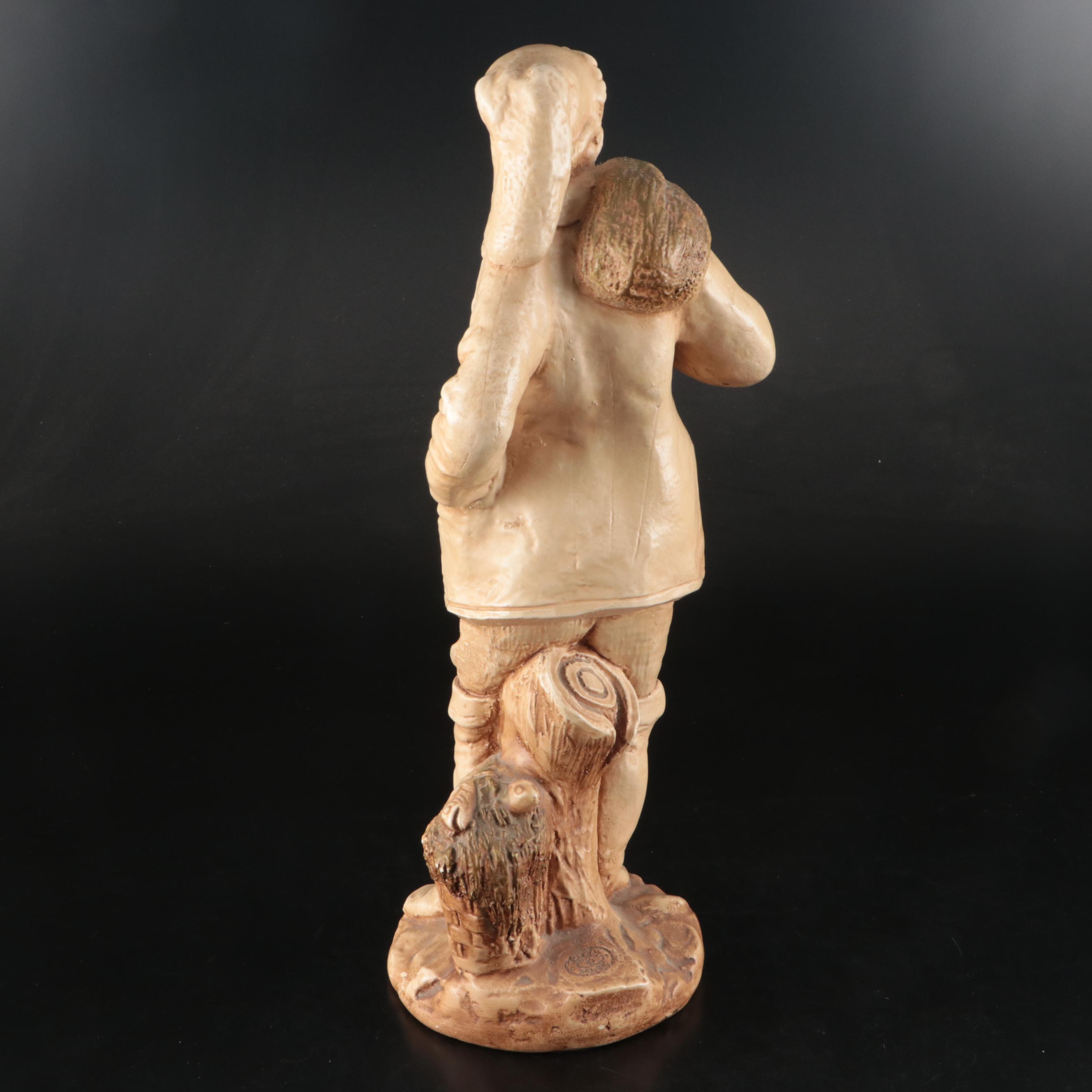 Marwal Ind. Inc. Chalkware Fisherman, Late 20th Century