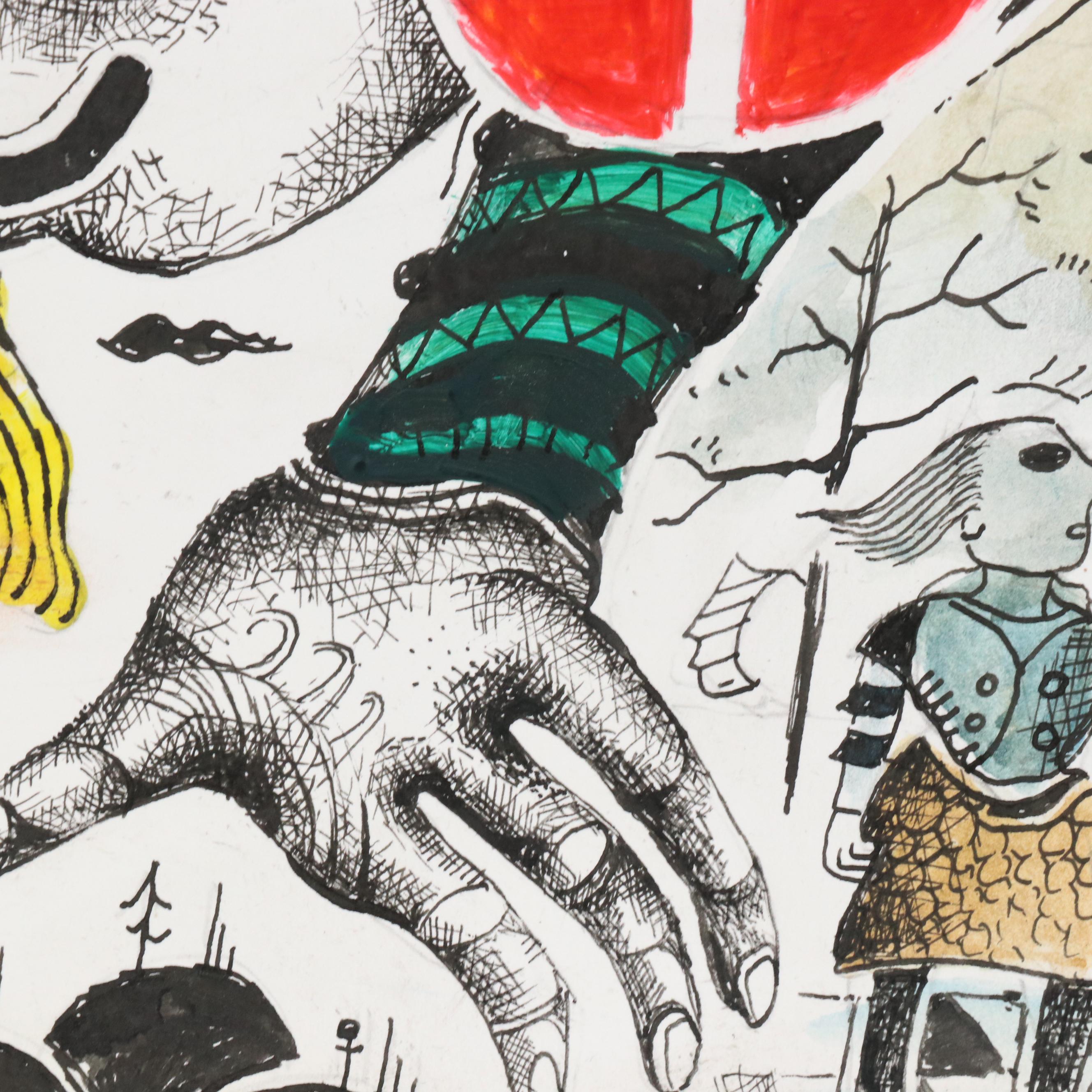 Nikolay "Kuk" Manuylov Mixed Media Figural Surrealist Illustration, 2013