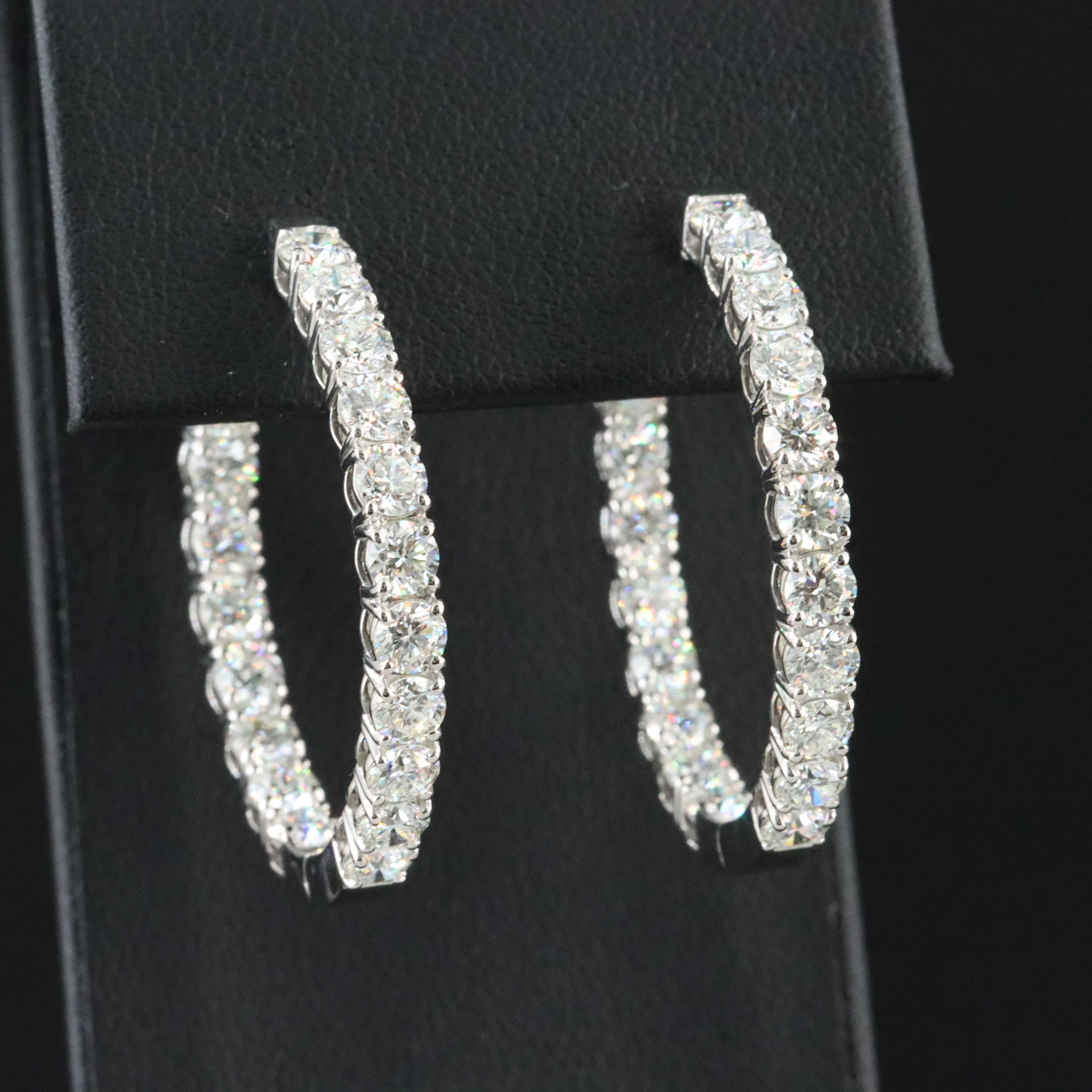 Platinum 6.42 CTW Diamond Inside Out Hoop Earrings