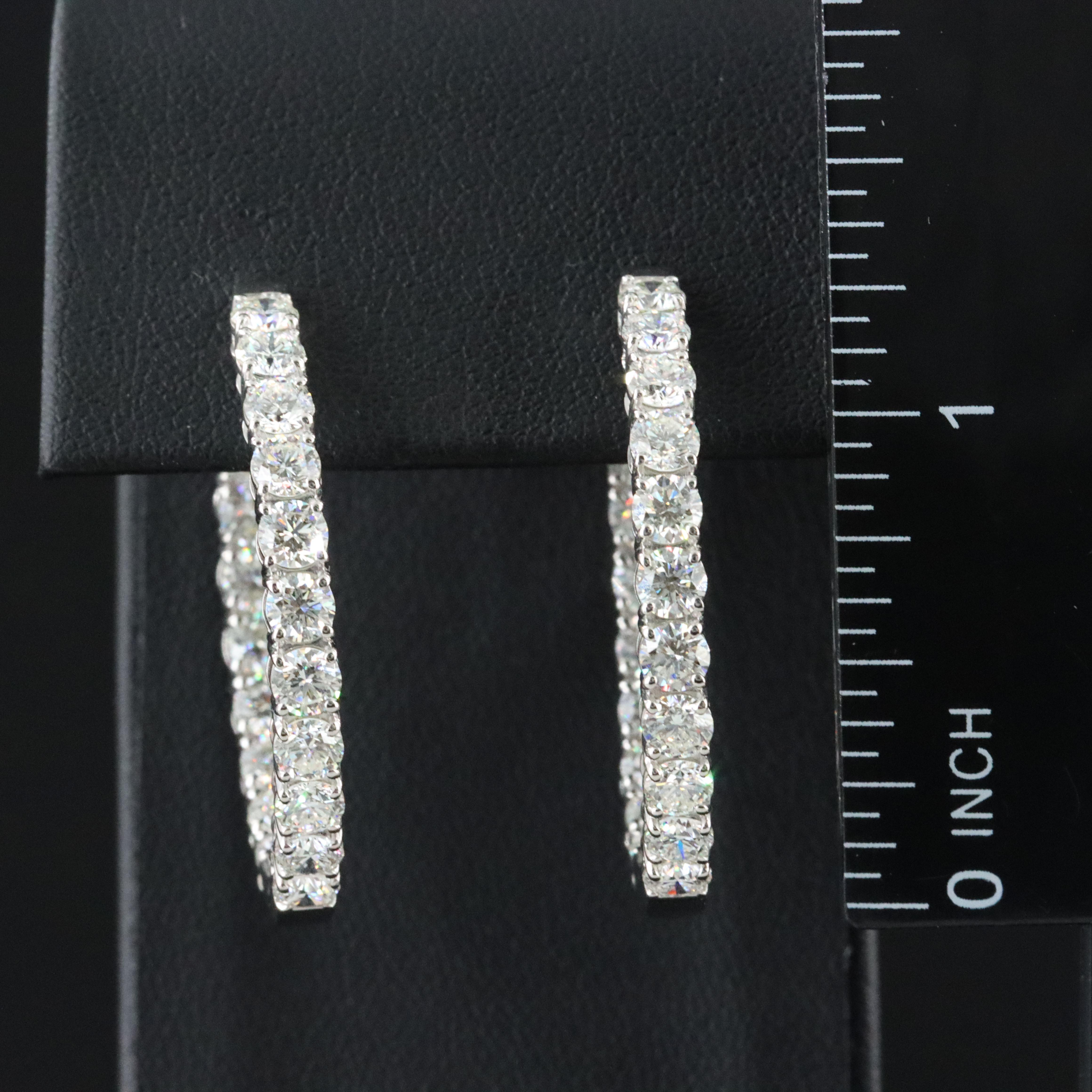 Platinum 6.42 CTW Diamond Inside Out Hoop Earrings