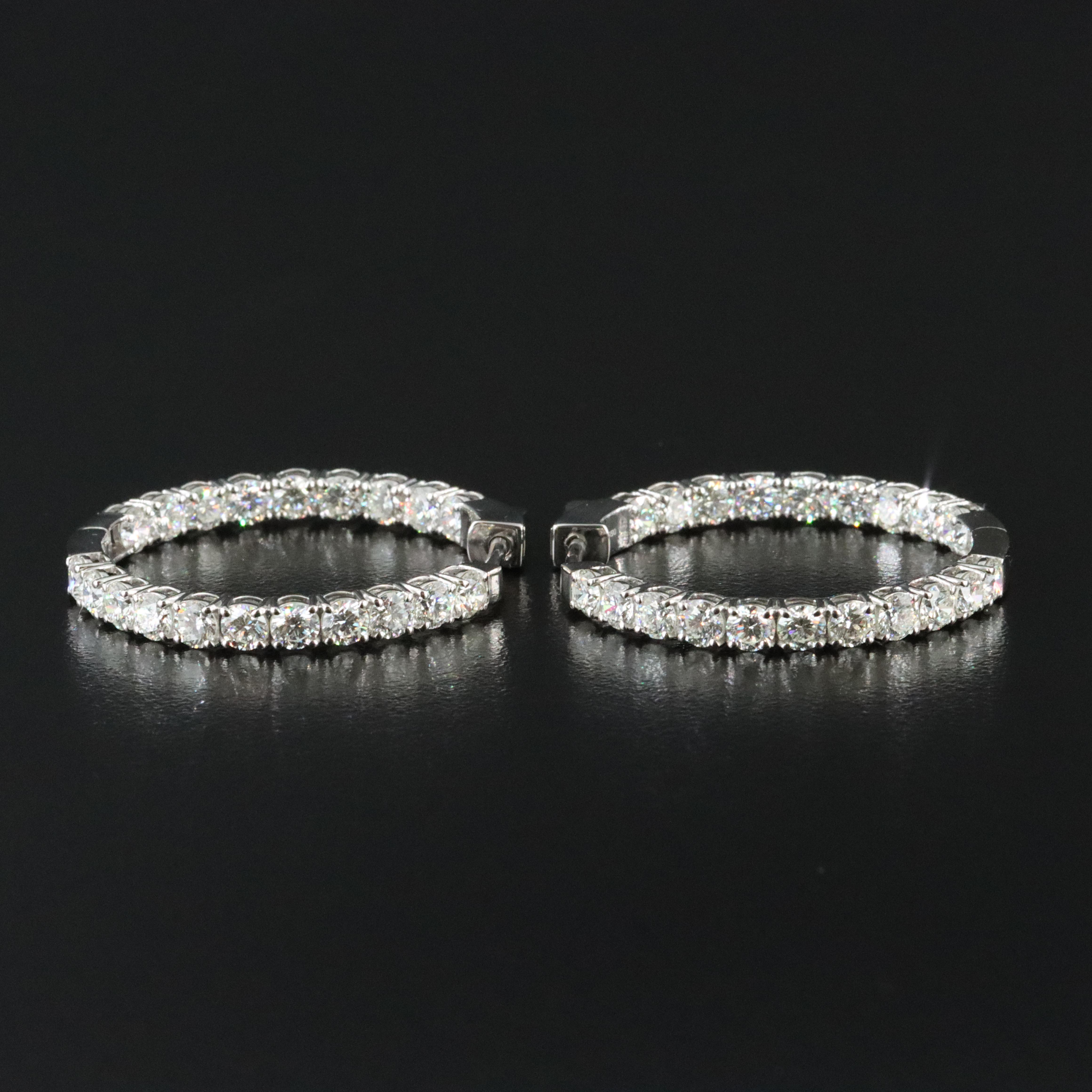 Platinum 6.42 CTW Diamond Inside Out Hoop Earrings