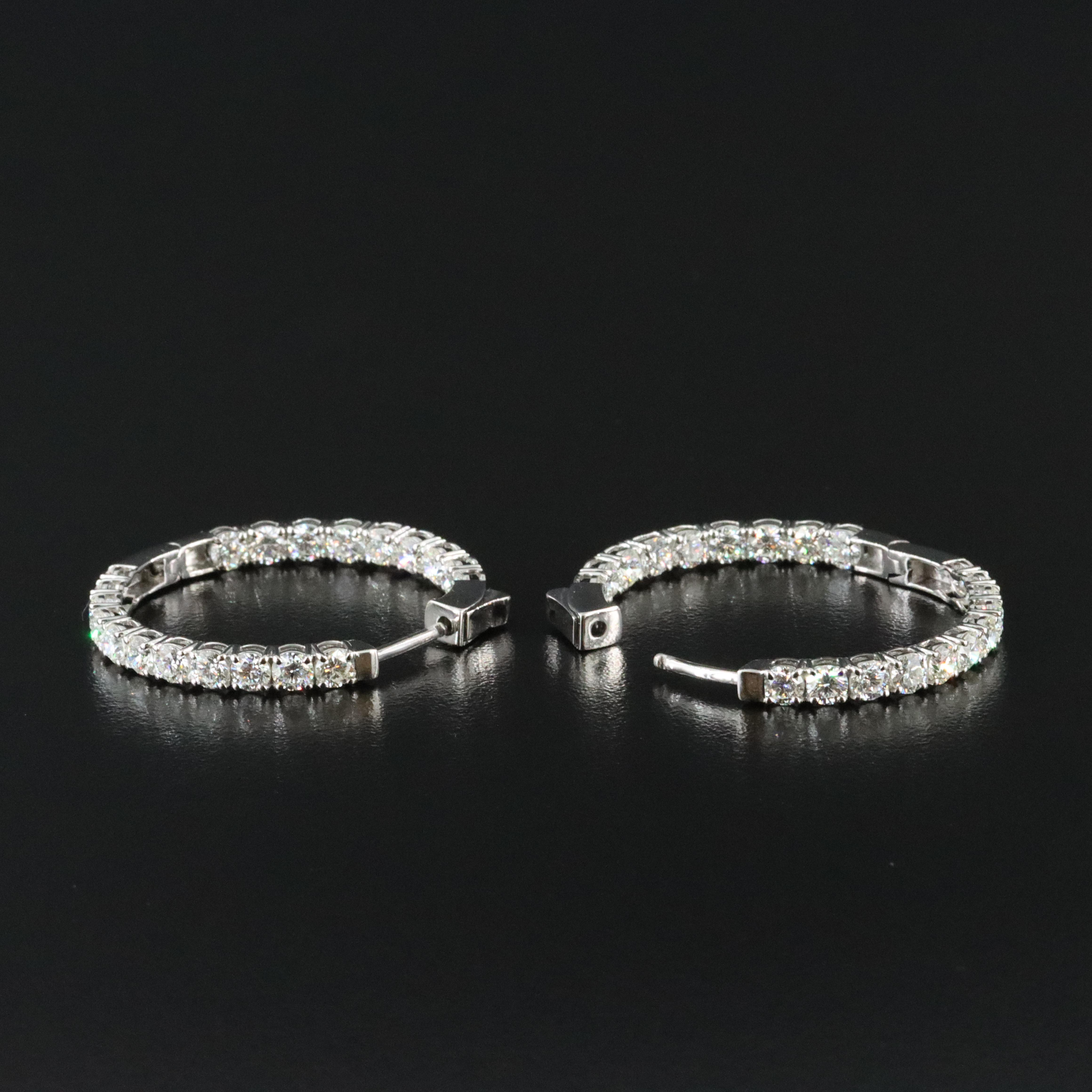 Platinum 6.42 CTW Diamond Inside Out Hoop Earrings