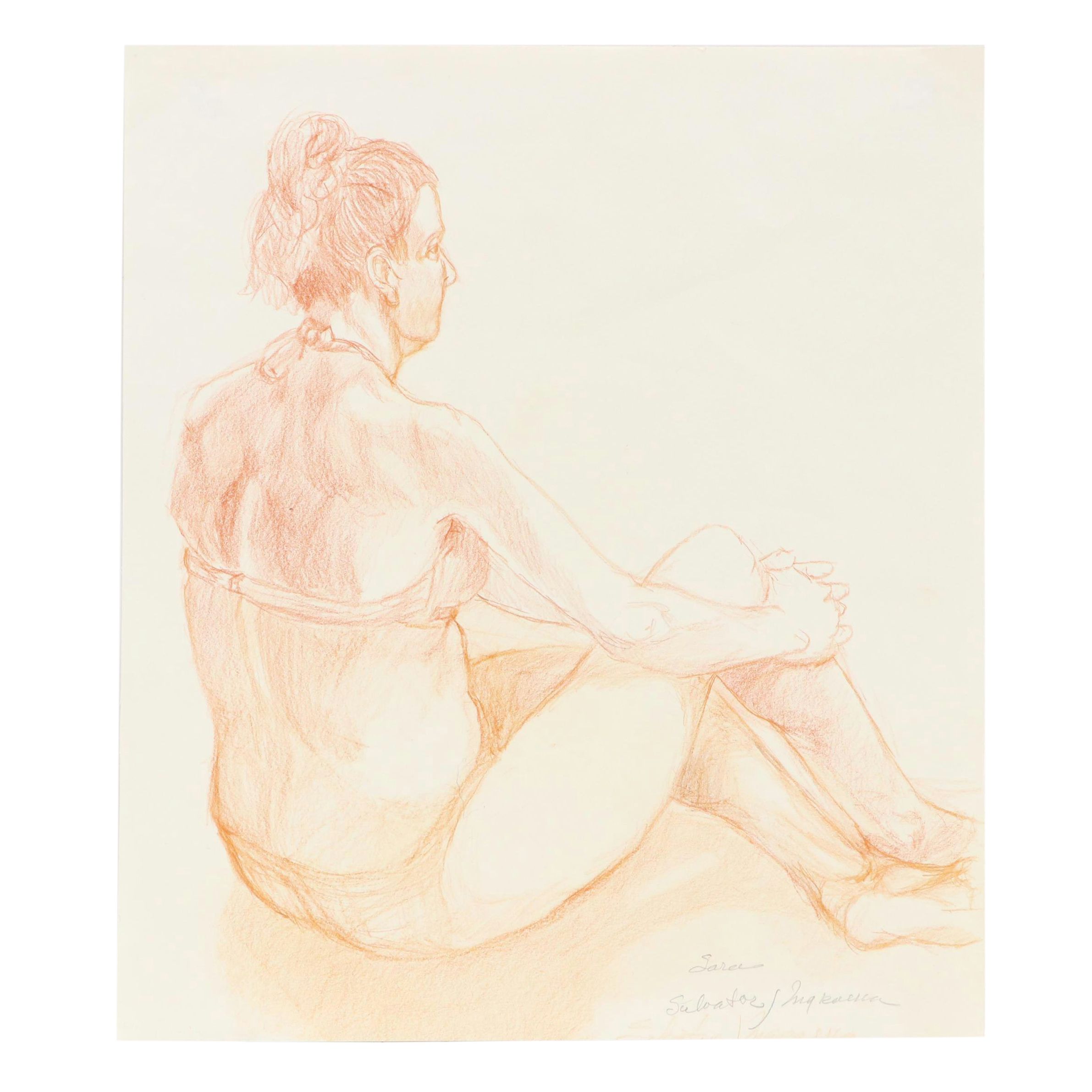 Salvator J. Ingrassia Figural Color Pencil Drawing "Sara"