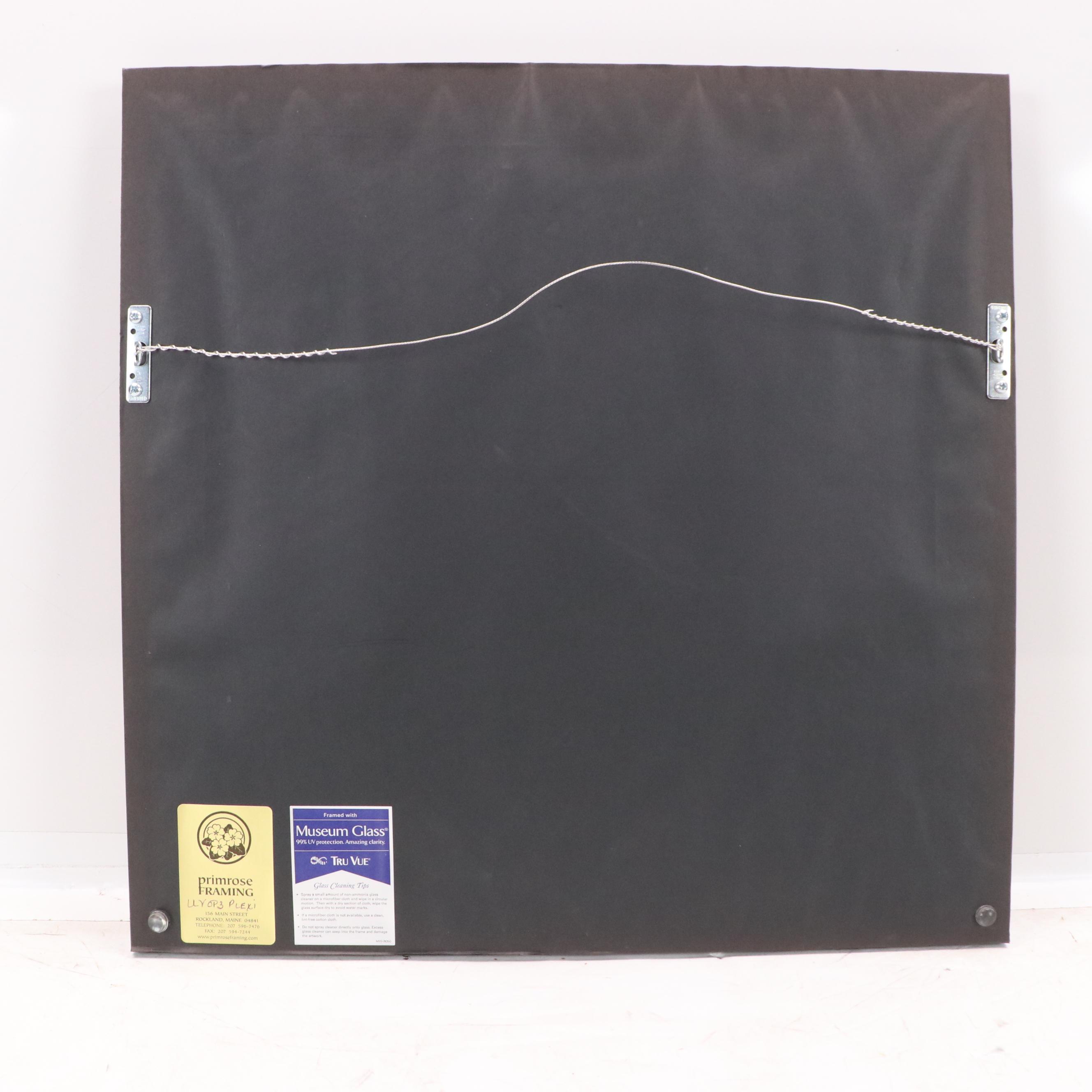 Kathleen Graf Needlepoint Samplers in Burlwood Veneer Frames