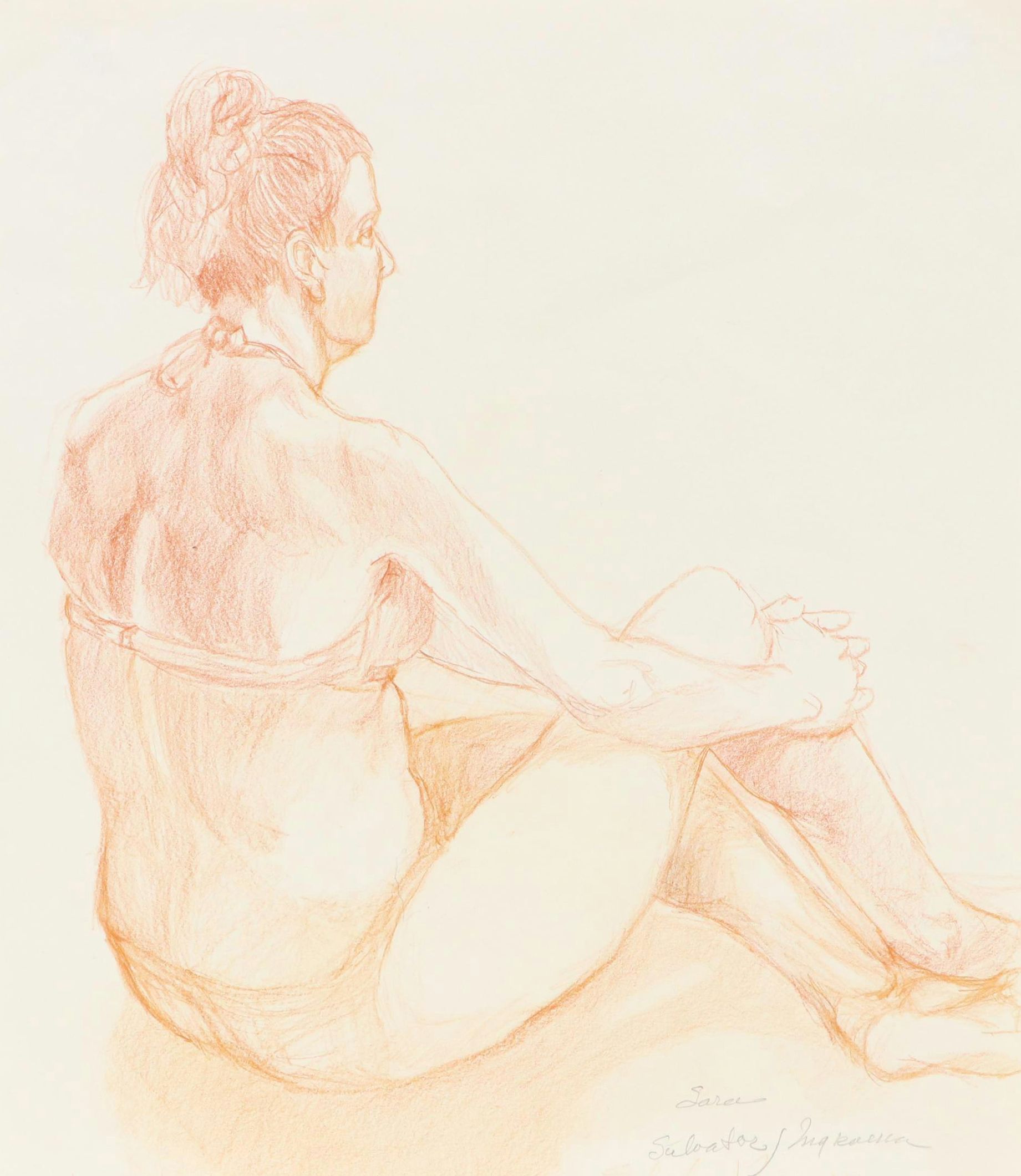 Salvator J. Ingrassia Figural Color Pencil Drawing "Sara"