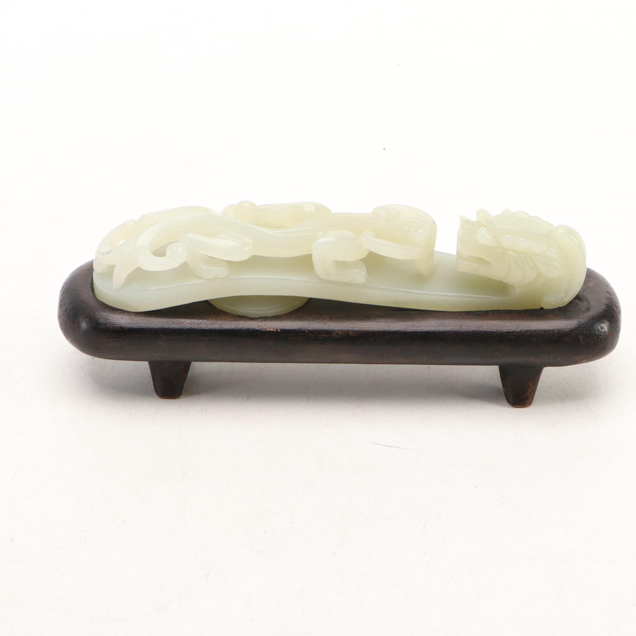 Chinese Carved Nephrite Dragon Belt Buckle