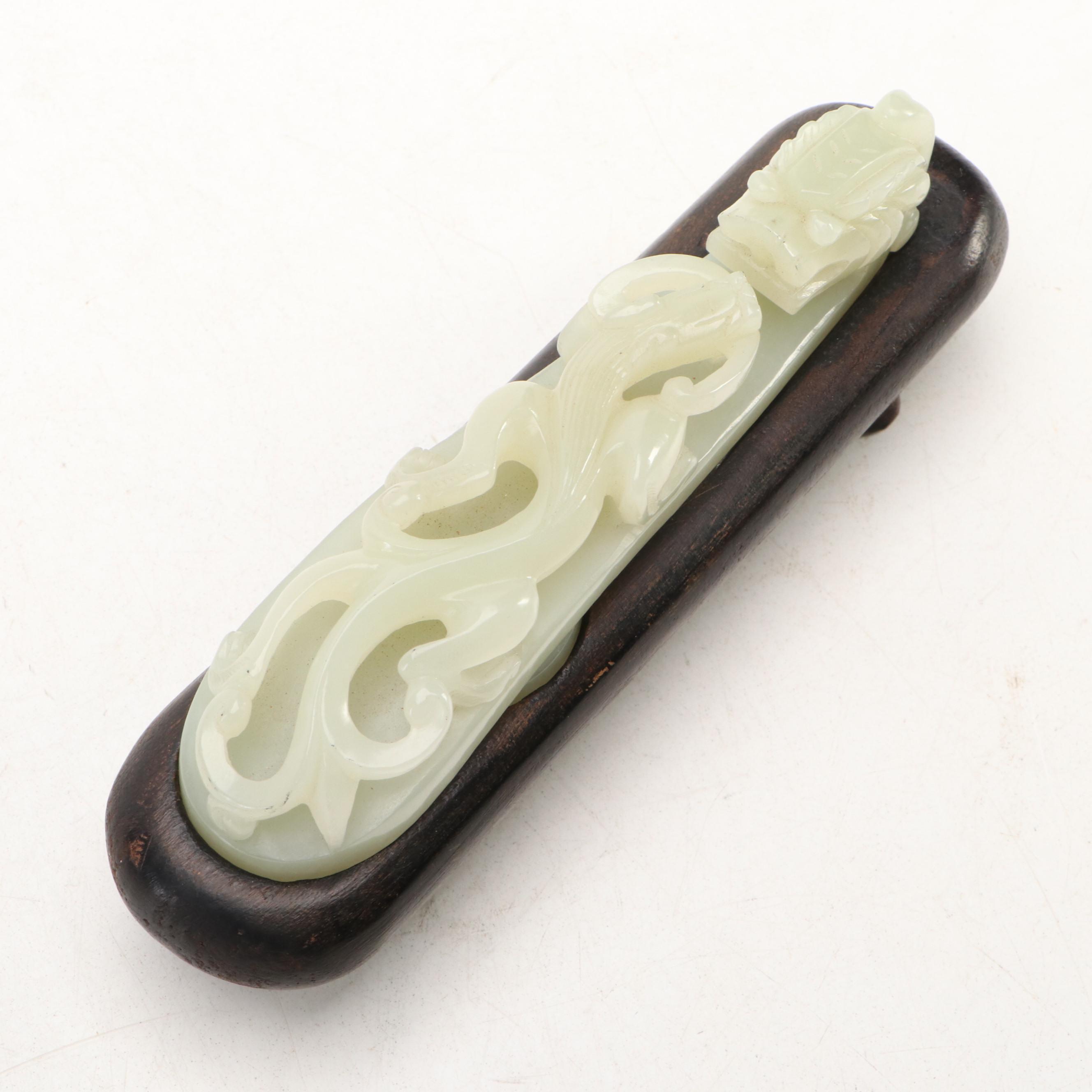 Chinese Carved Nephrite Dragon Belt Buckle