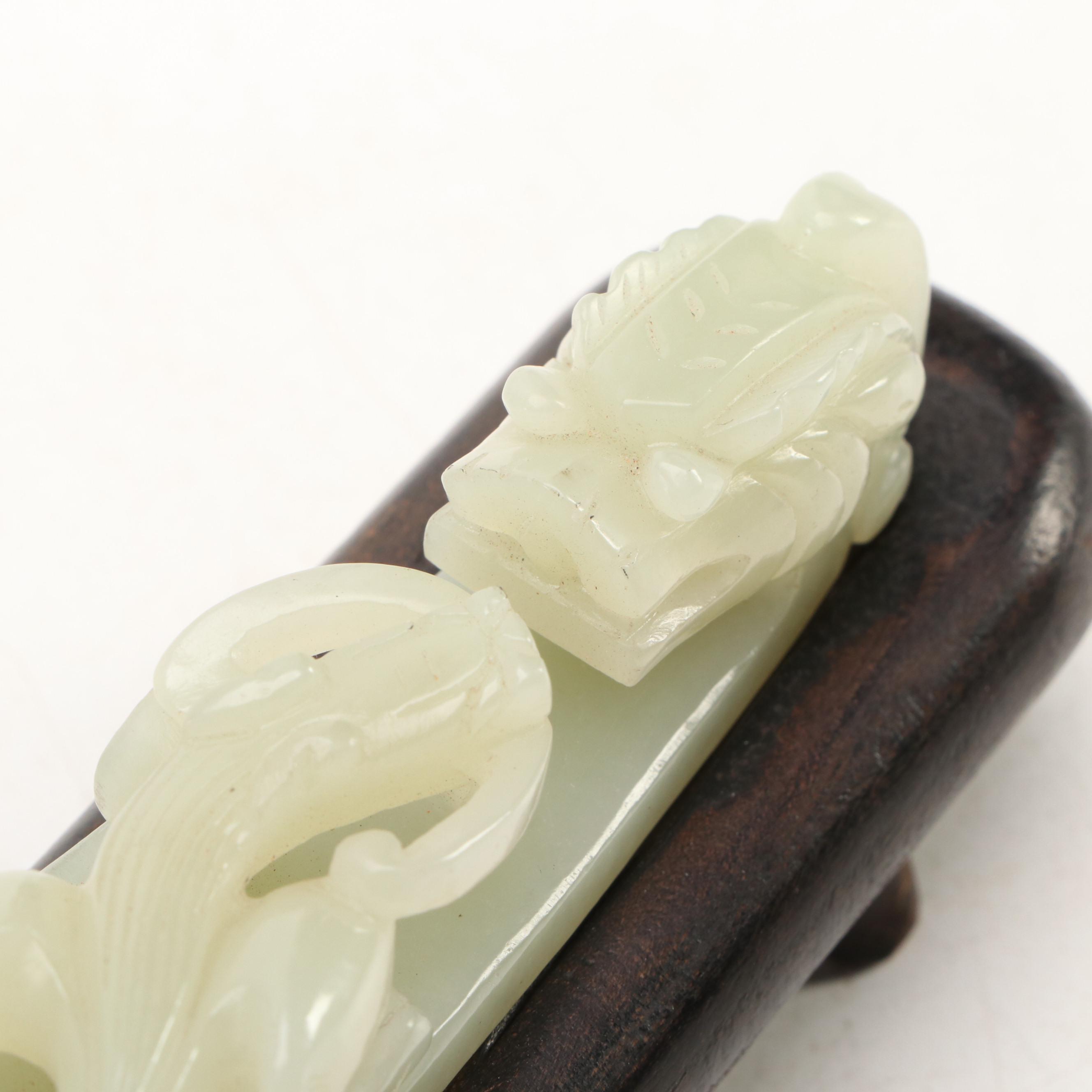 Chinese Carved Nephrite Dragon Belt Buckle