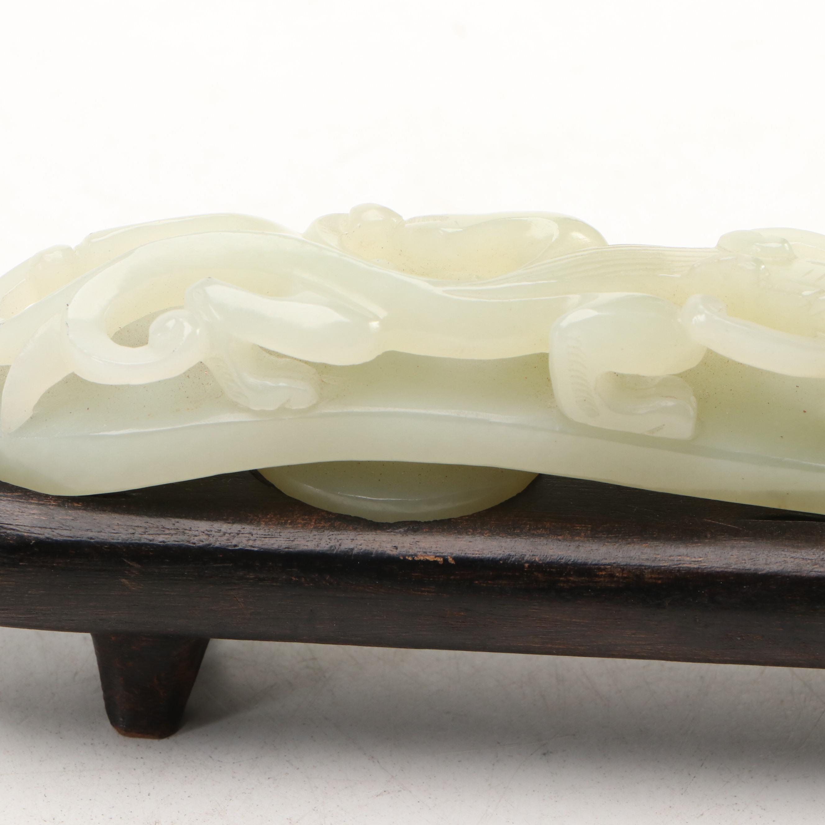 Chinese Carved Nephrite Dragon Belt Buckle