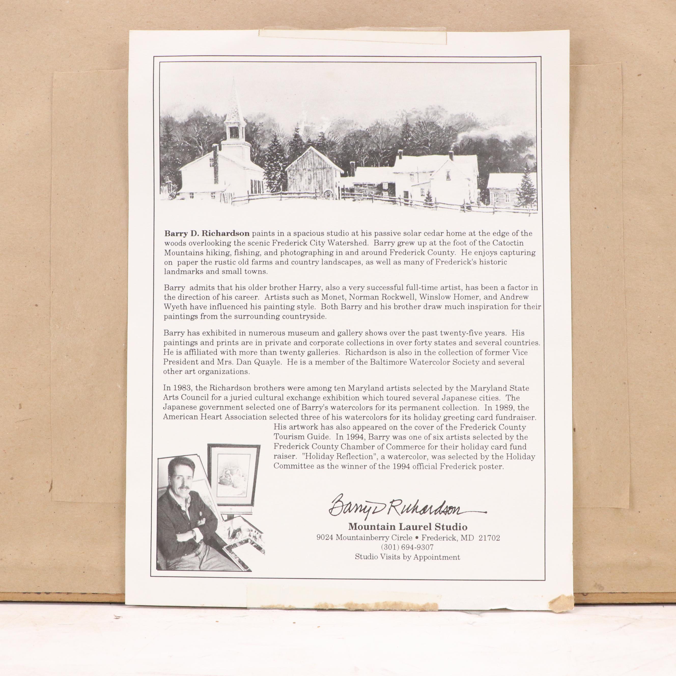 Barry D. Richardson Offset Lithograph "Frederick Towne"