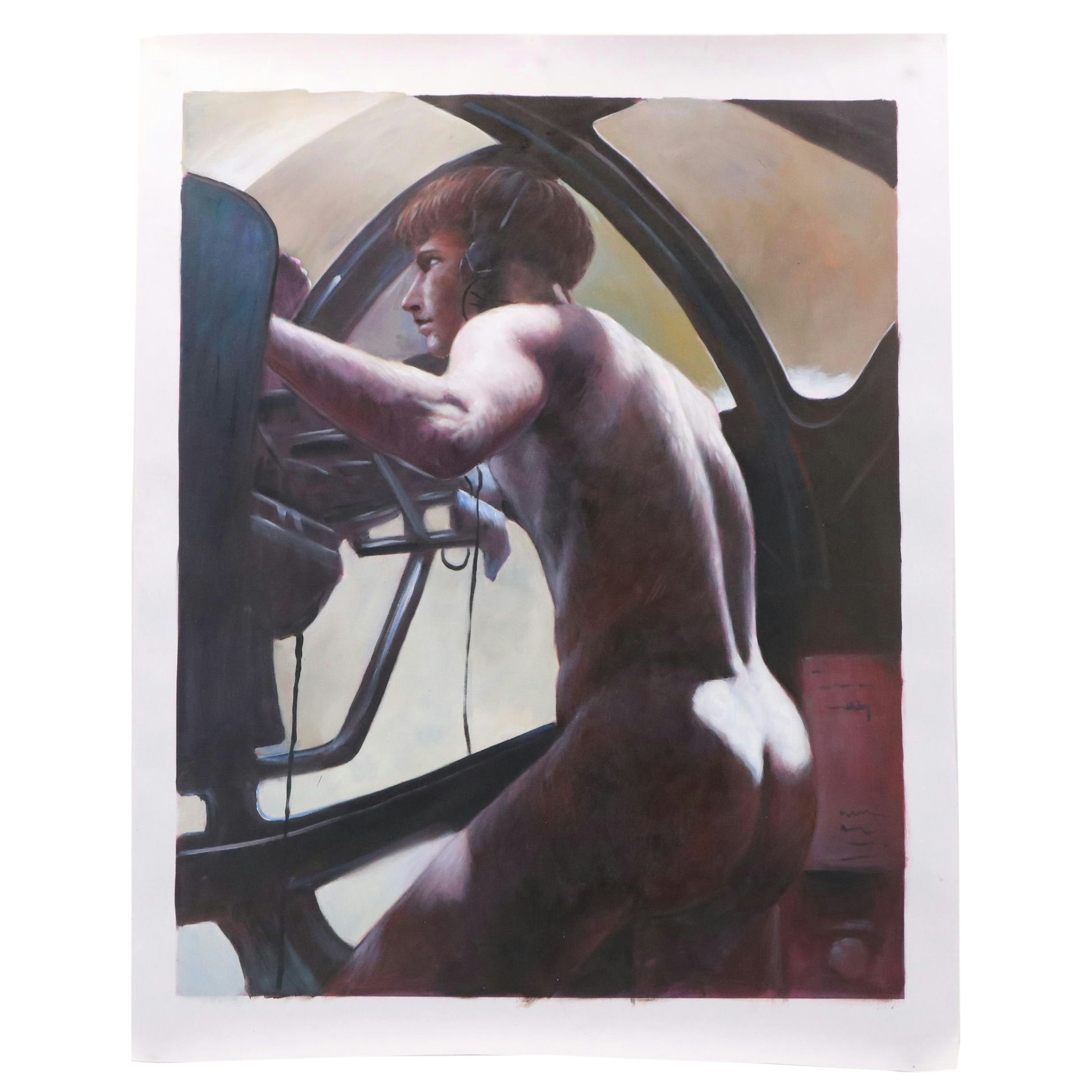 Oil Painting after Horace Bristol Photograph "The Naked Gunner"