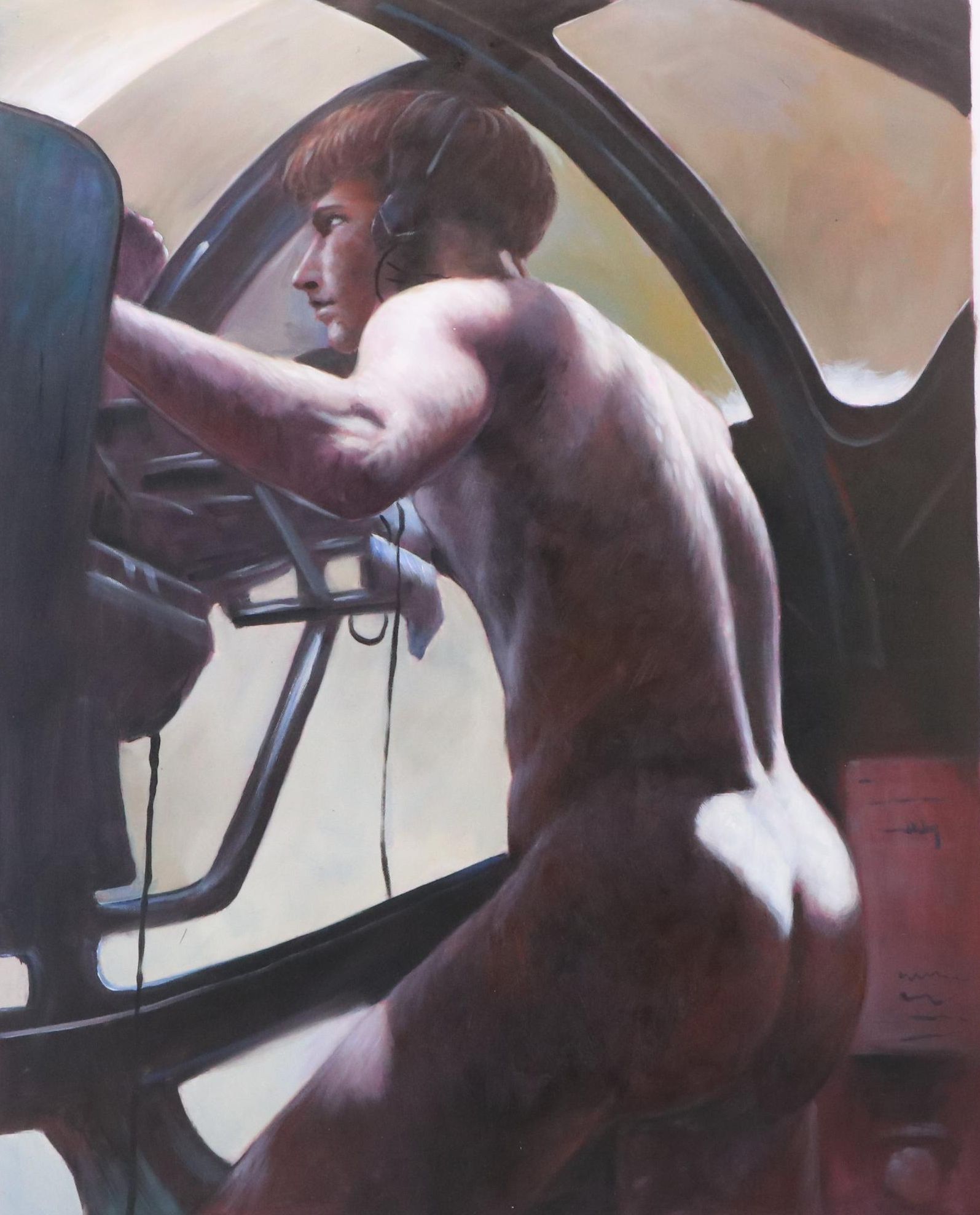 Oil Painting after Horace Bristol Photograph "The Naked Gunner"
