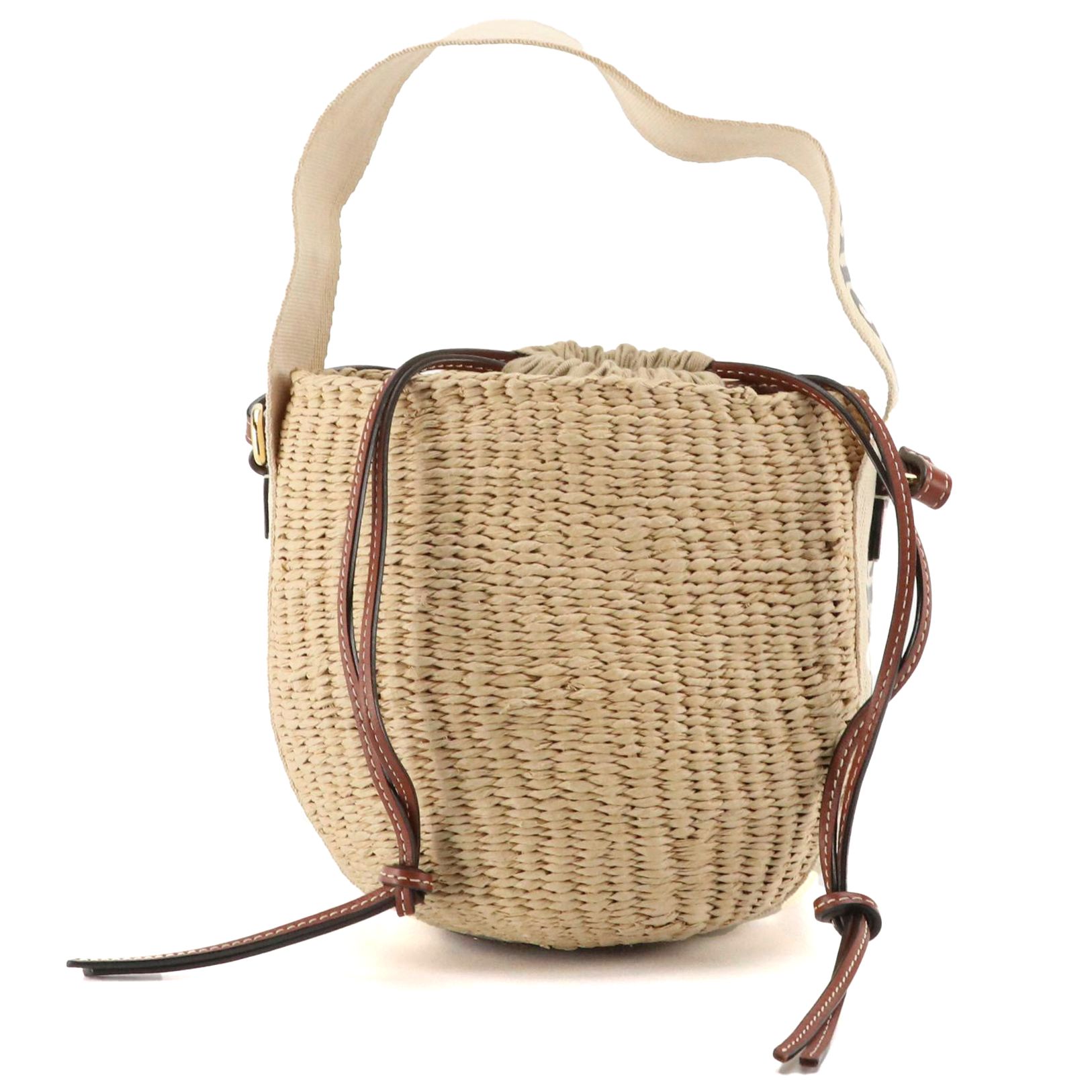 Chloé x Mifuko Small Two-Way Woody Basket Bag in Natural Woven Fibers & Leather