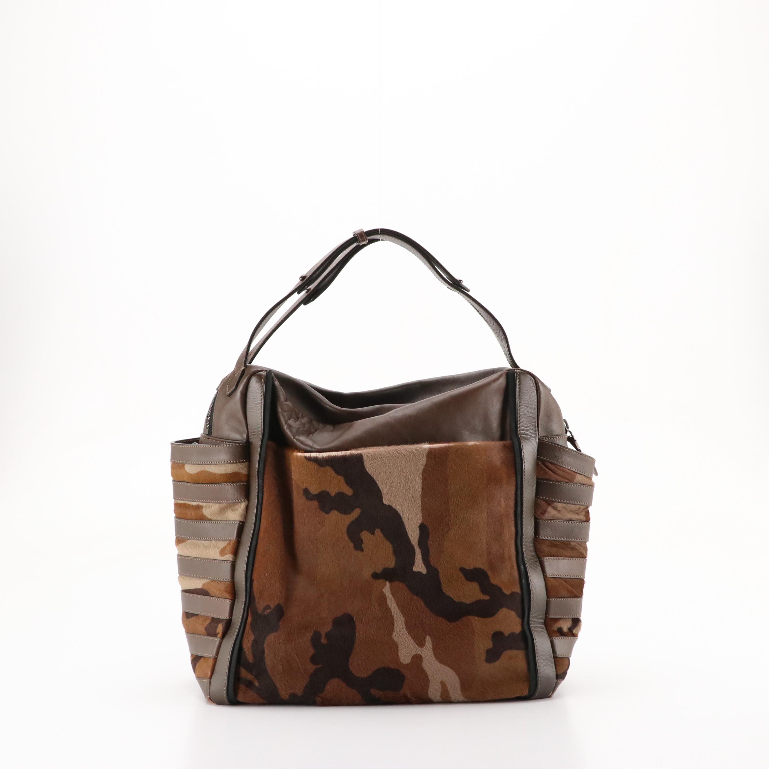 Christian Louboutin Zip Top Tote in Camo Print Calf Hair and Leather