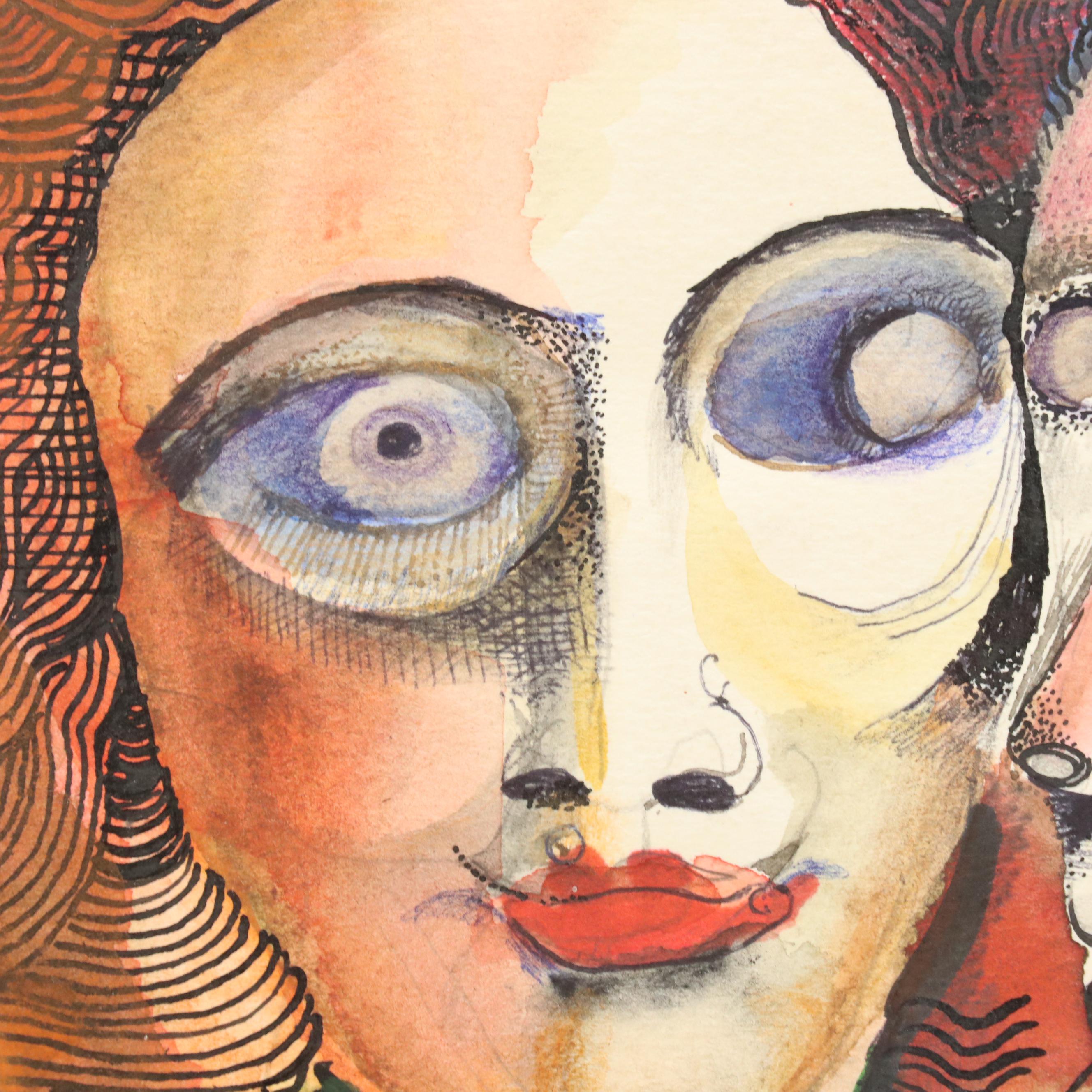 Nikolay Kuk Surrealist Figural Mixed Media Illustration, 1996