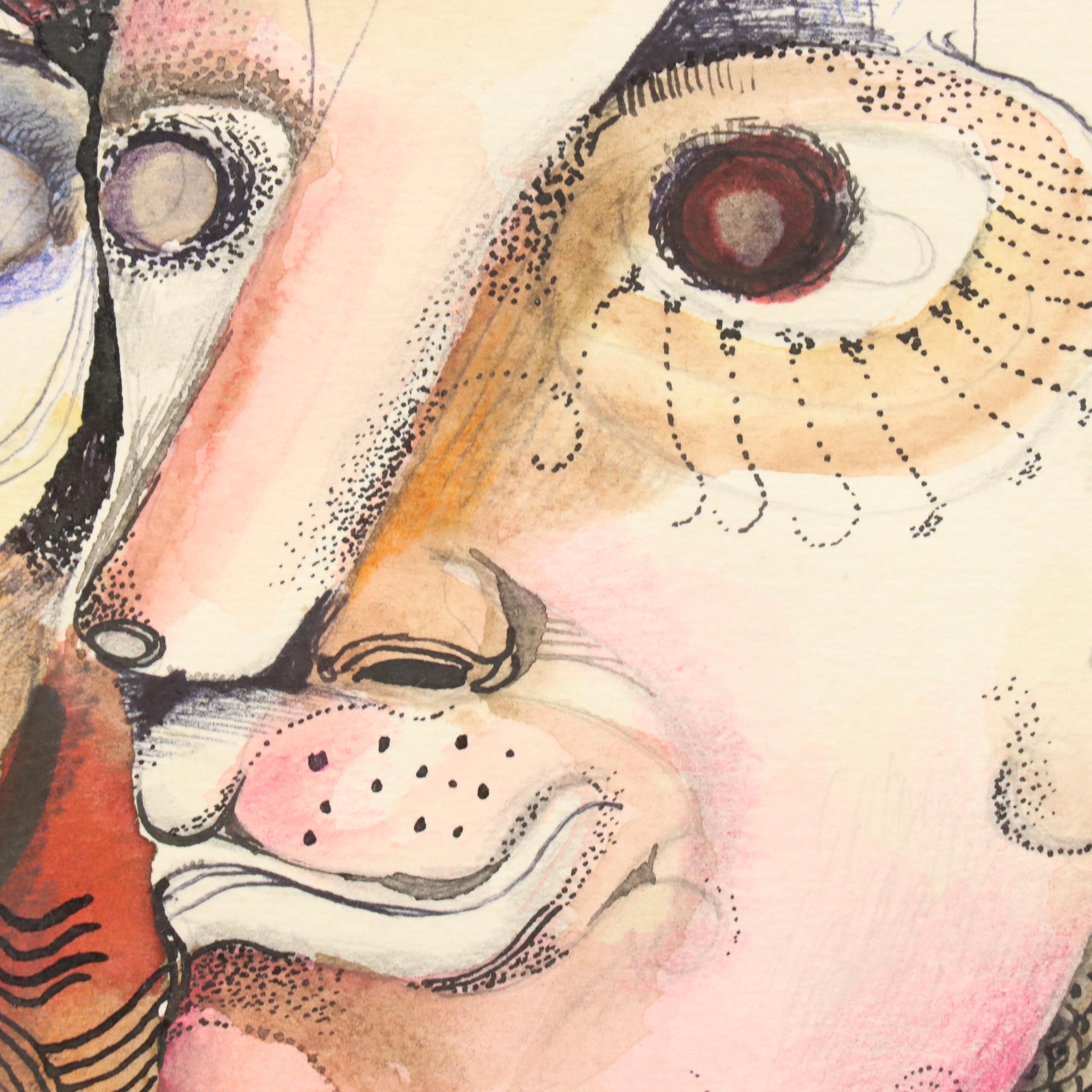 Nikolay Kuk Surrealist Figural Mixed Media Illustration, 1996