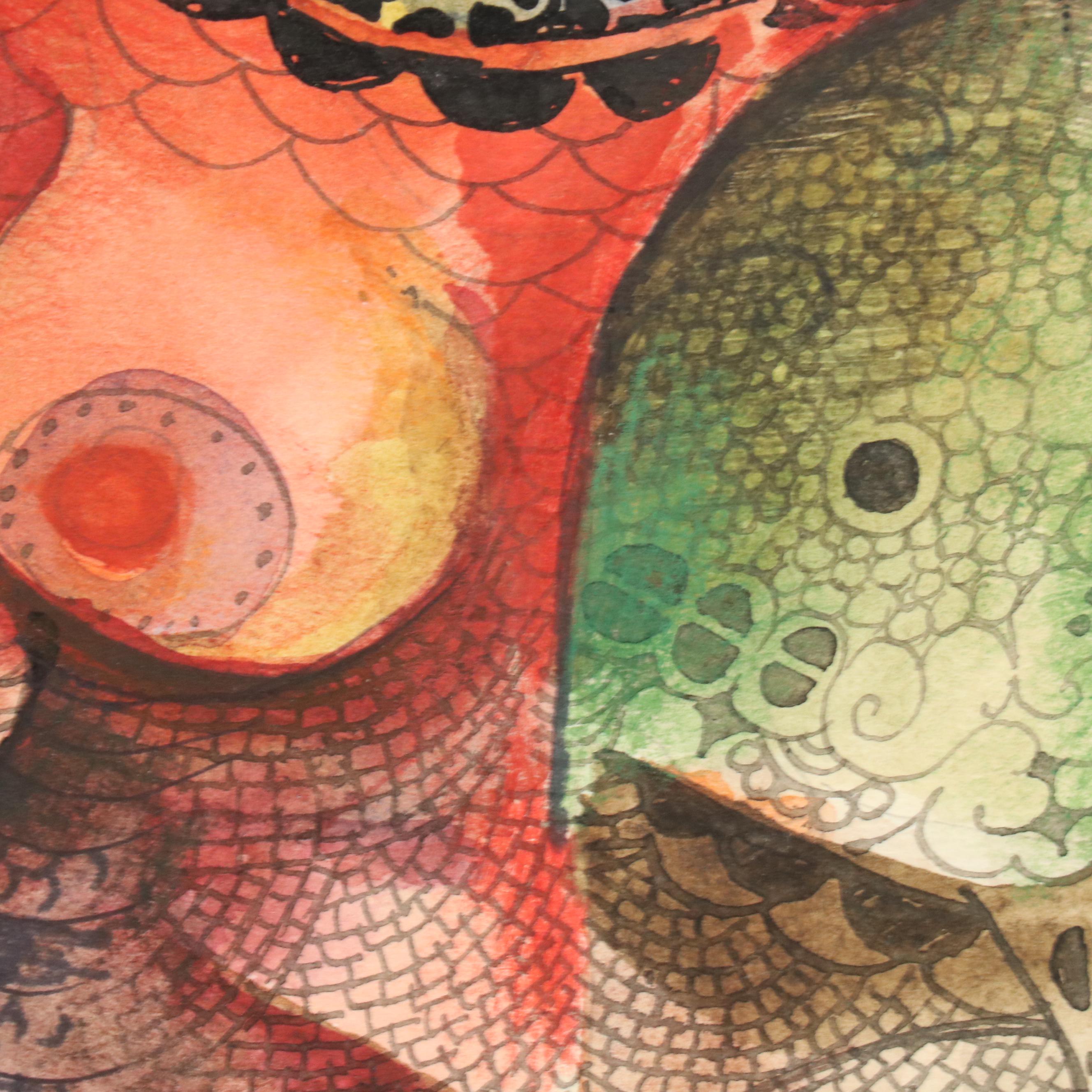 Nikolay Kuk Surrealist Figural Mixed Media Illustration, 1996