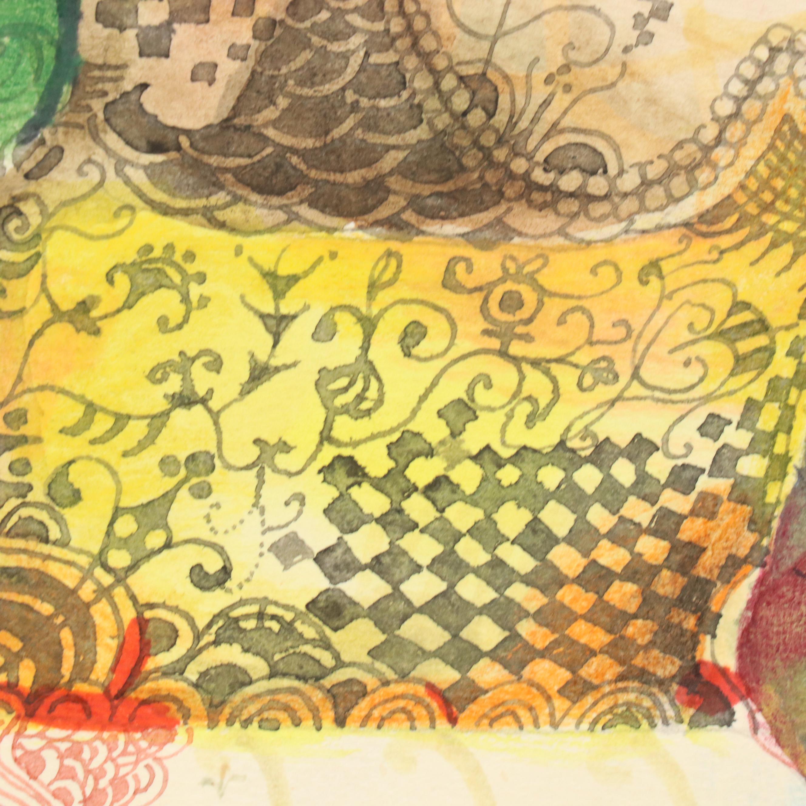 Nikolay Kuk Surrealist Figural Mixed Media Illustration, 1996