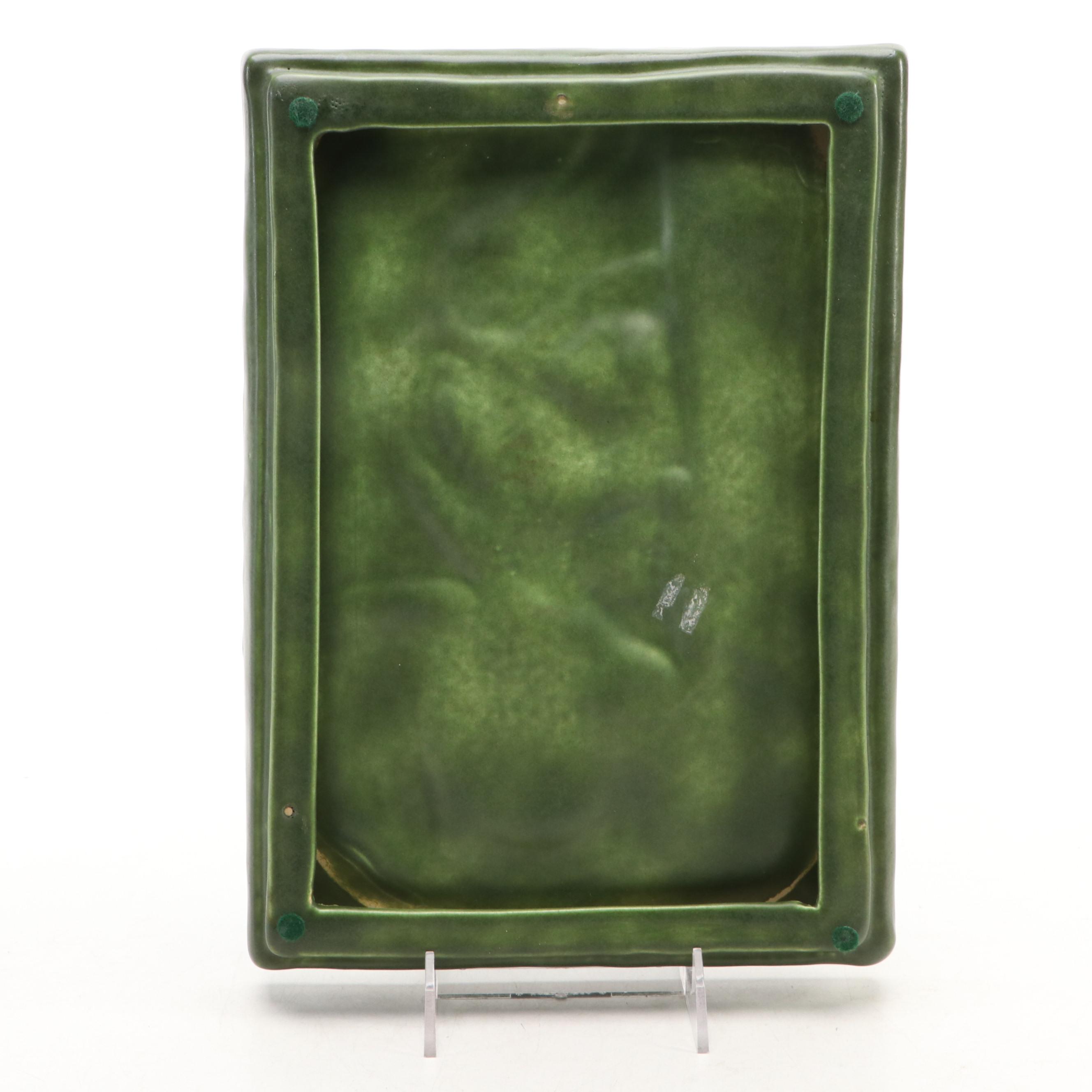 Jaru Pottery Mid Century Modern Etruscan Style Turquoise and Green Ashtray