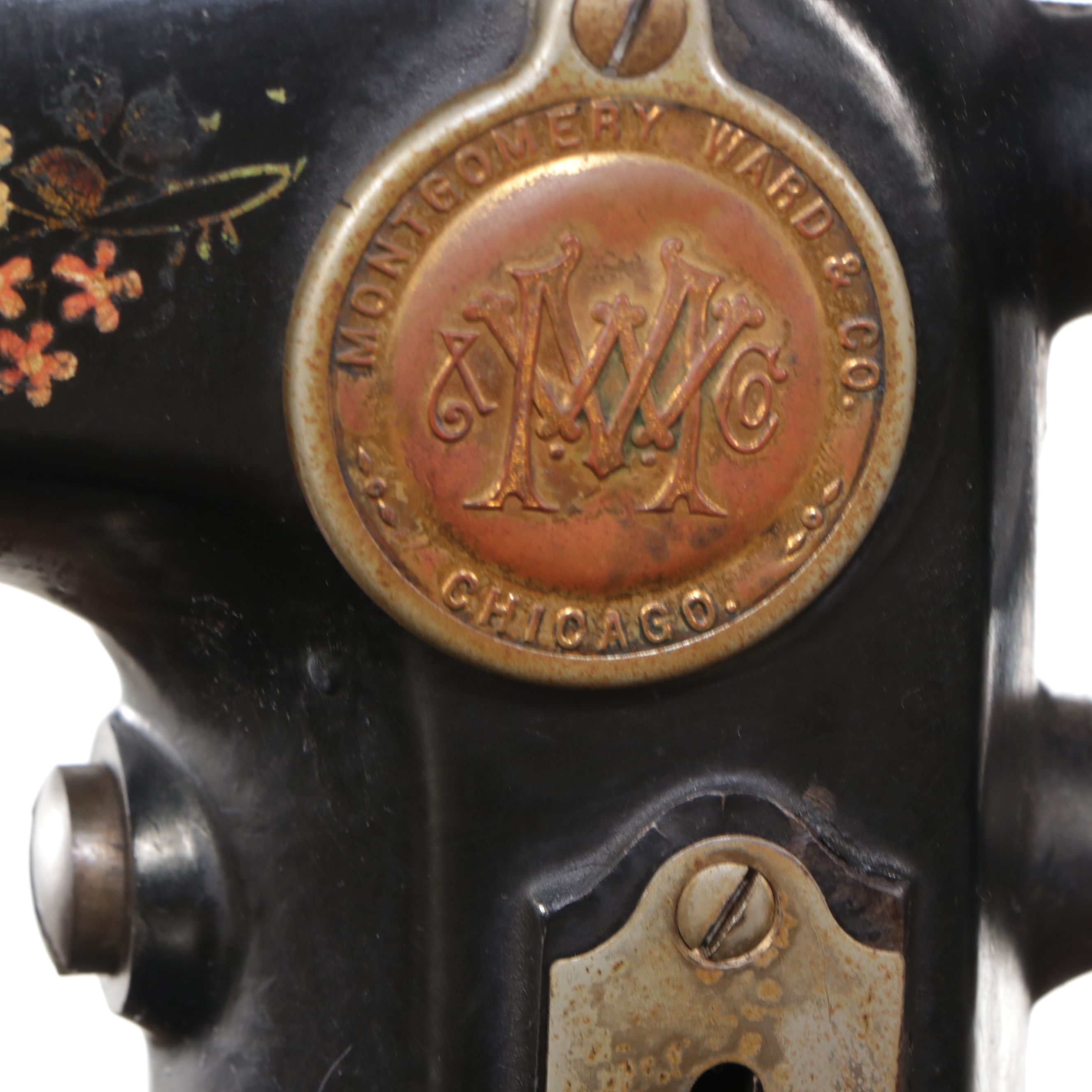 Montgomery Ward Tiger Oak Treadle Table & Windsor-B  Sewing Machine