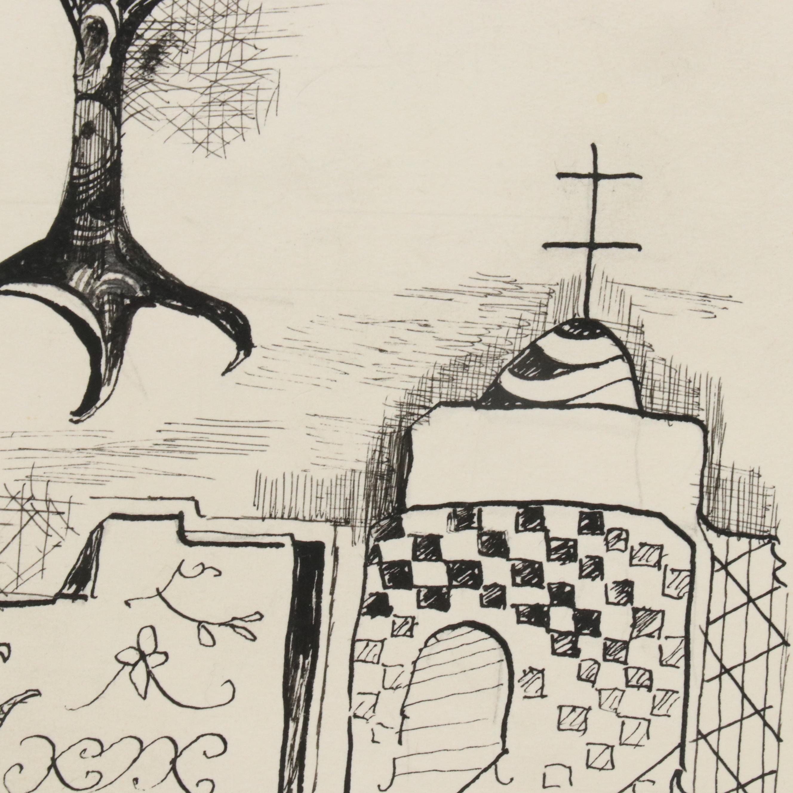 Nikolay Kuk Surrealist Ink Illustration of Owl