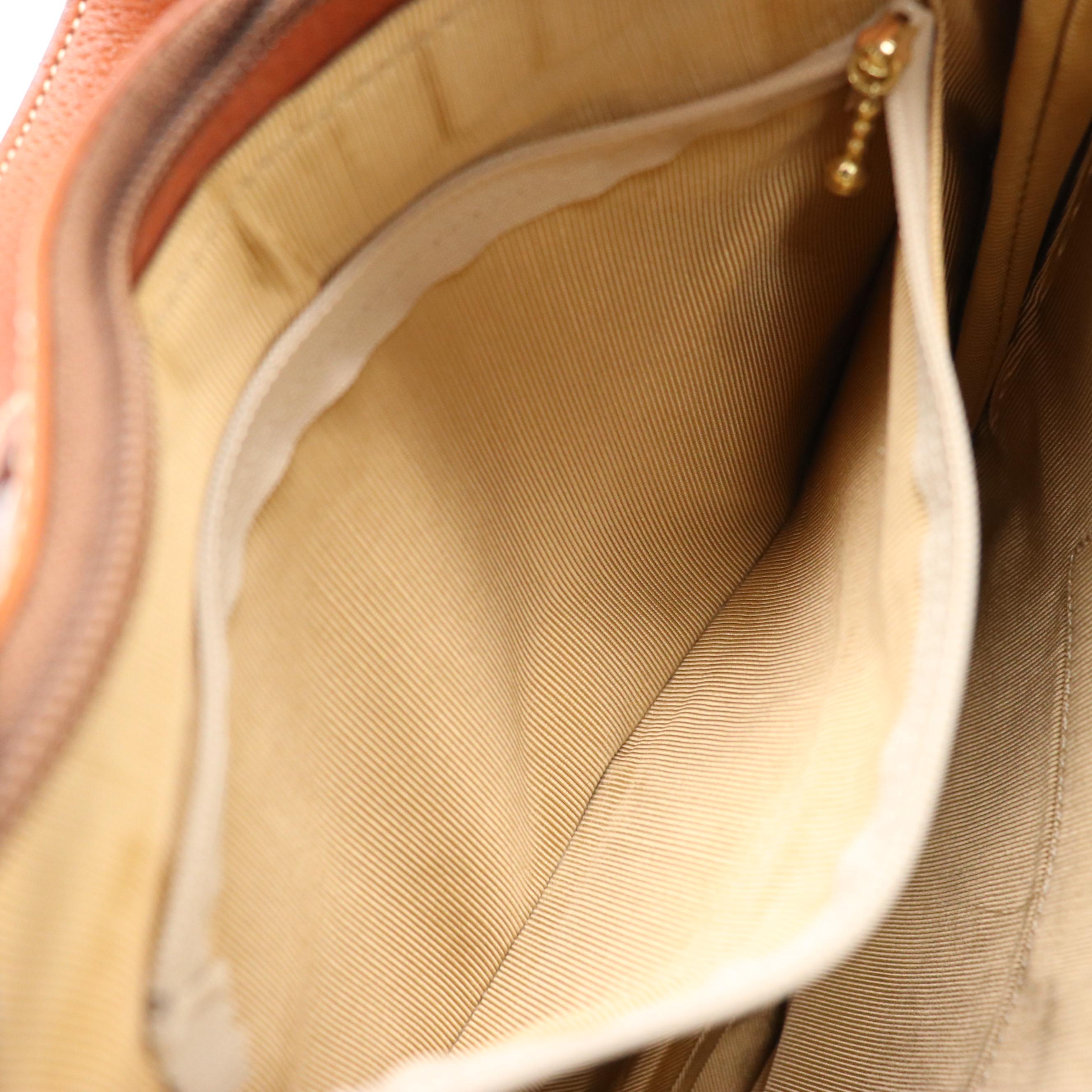 Balenciaga Vintage Zippered Shoulder Bag in Woven Hemp and Brown Leather Trim