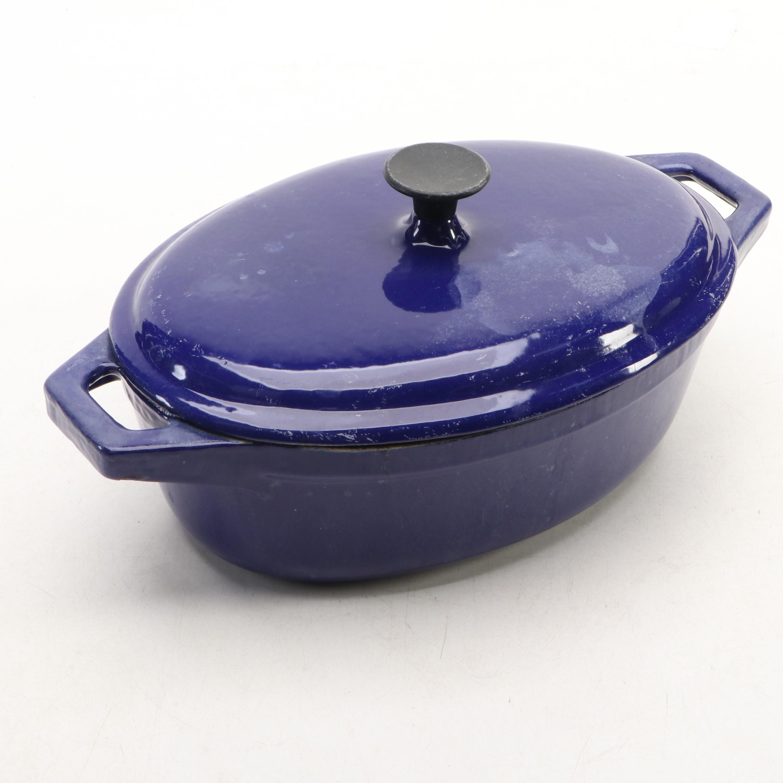 Blue and White Enameled Cast Iron Dutch Ovens