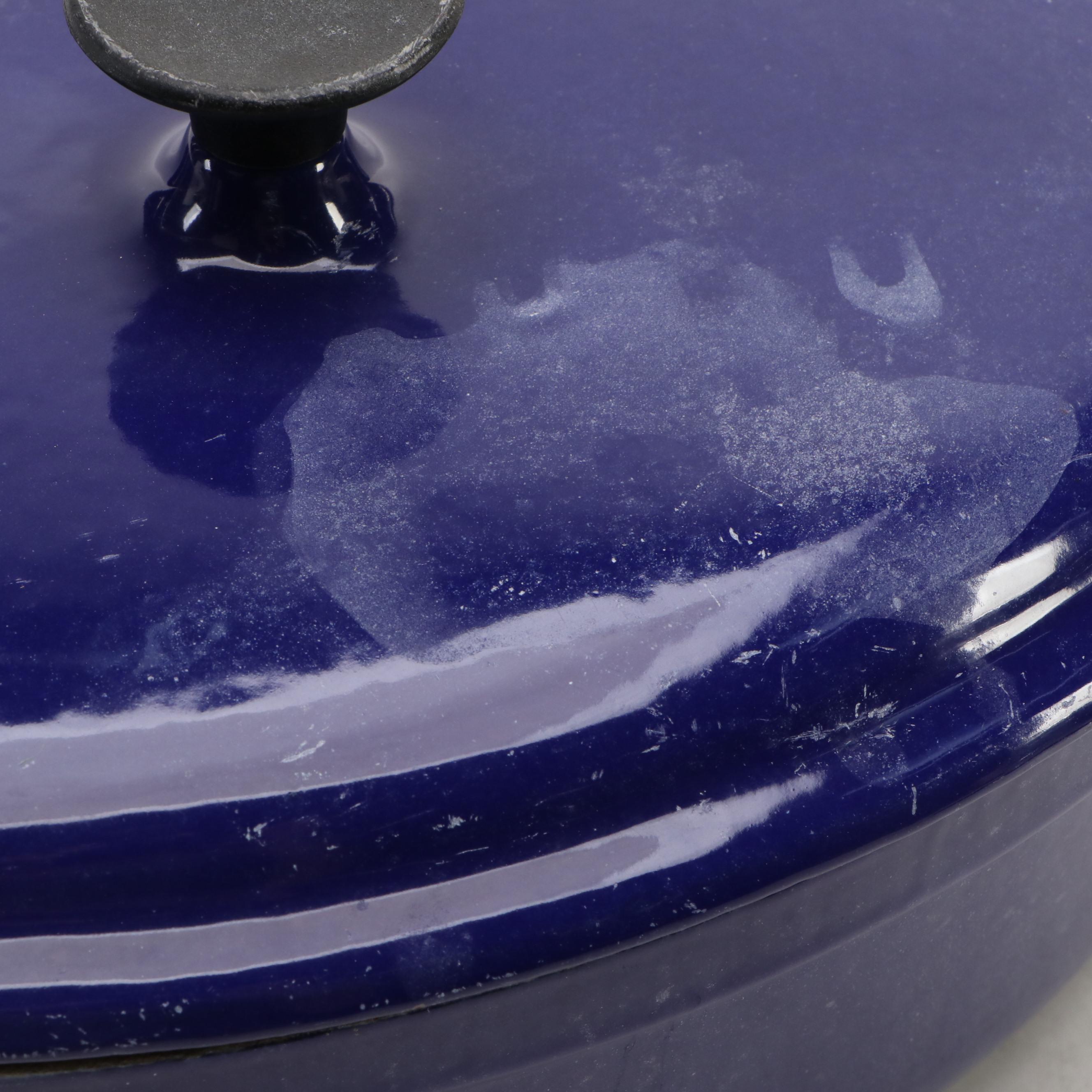 Blue and White Enameled Cast Iron Dutch Ovens