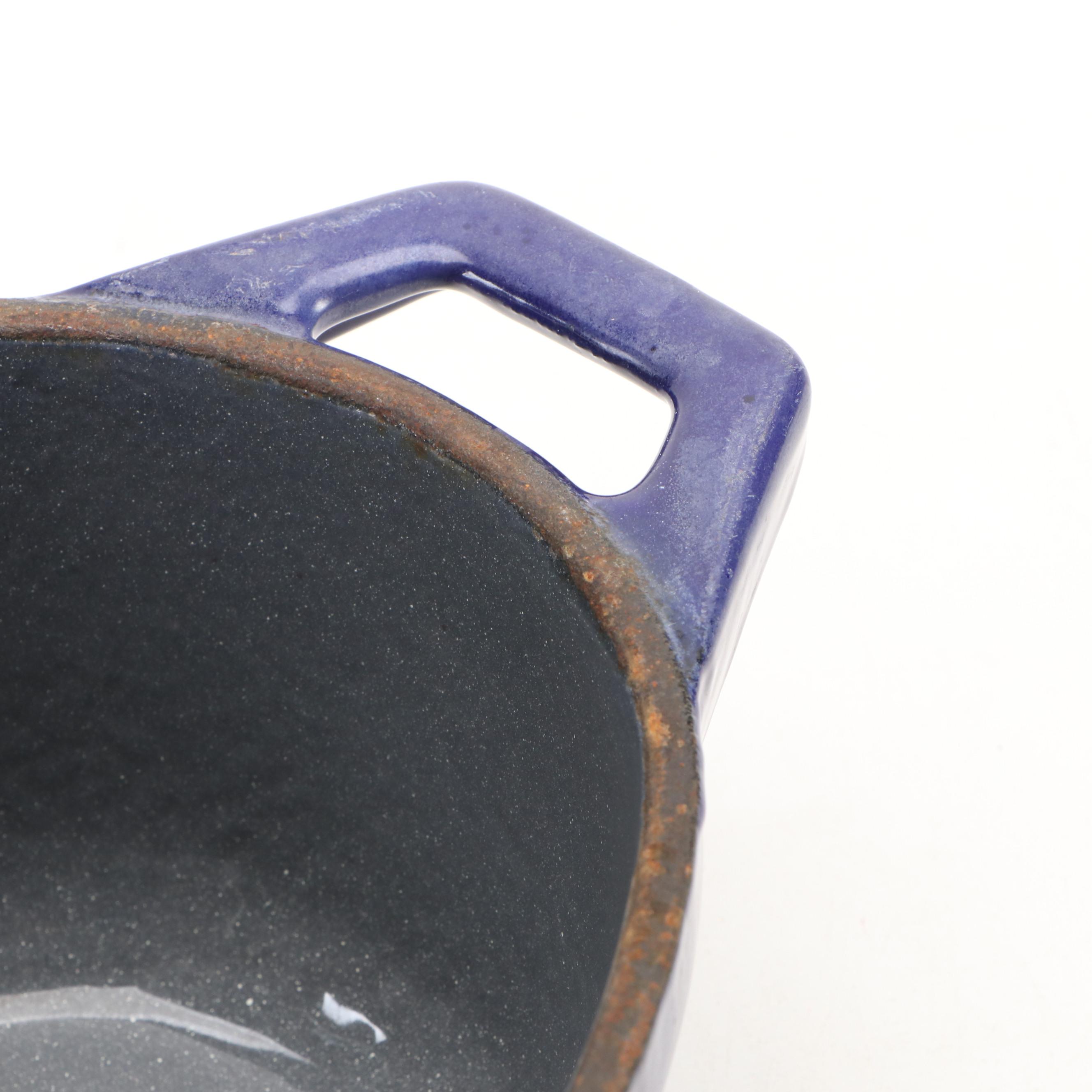 Blue and White Enameled Cast Iron Dutch Ovens