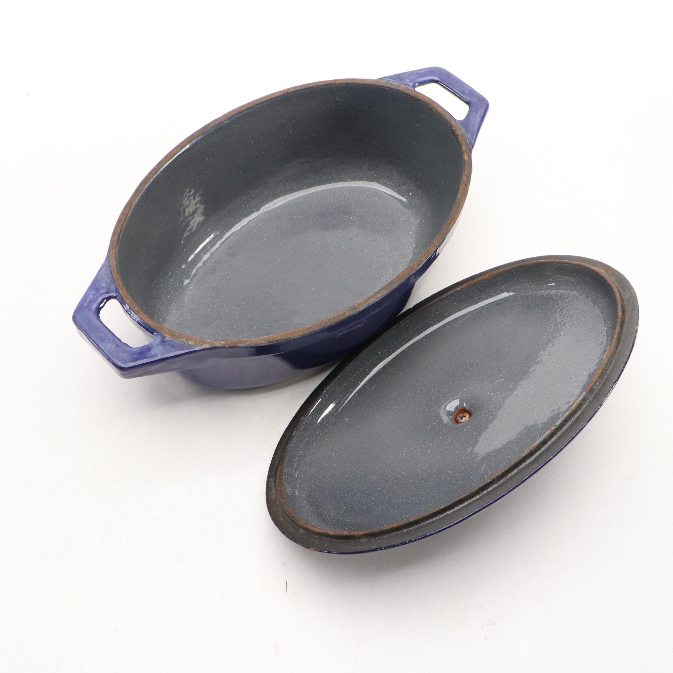 Blue and White Enameled Cast Iron Dutch Ovens