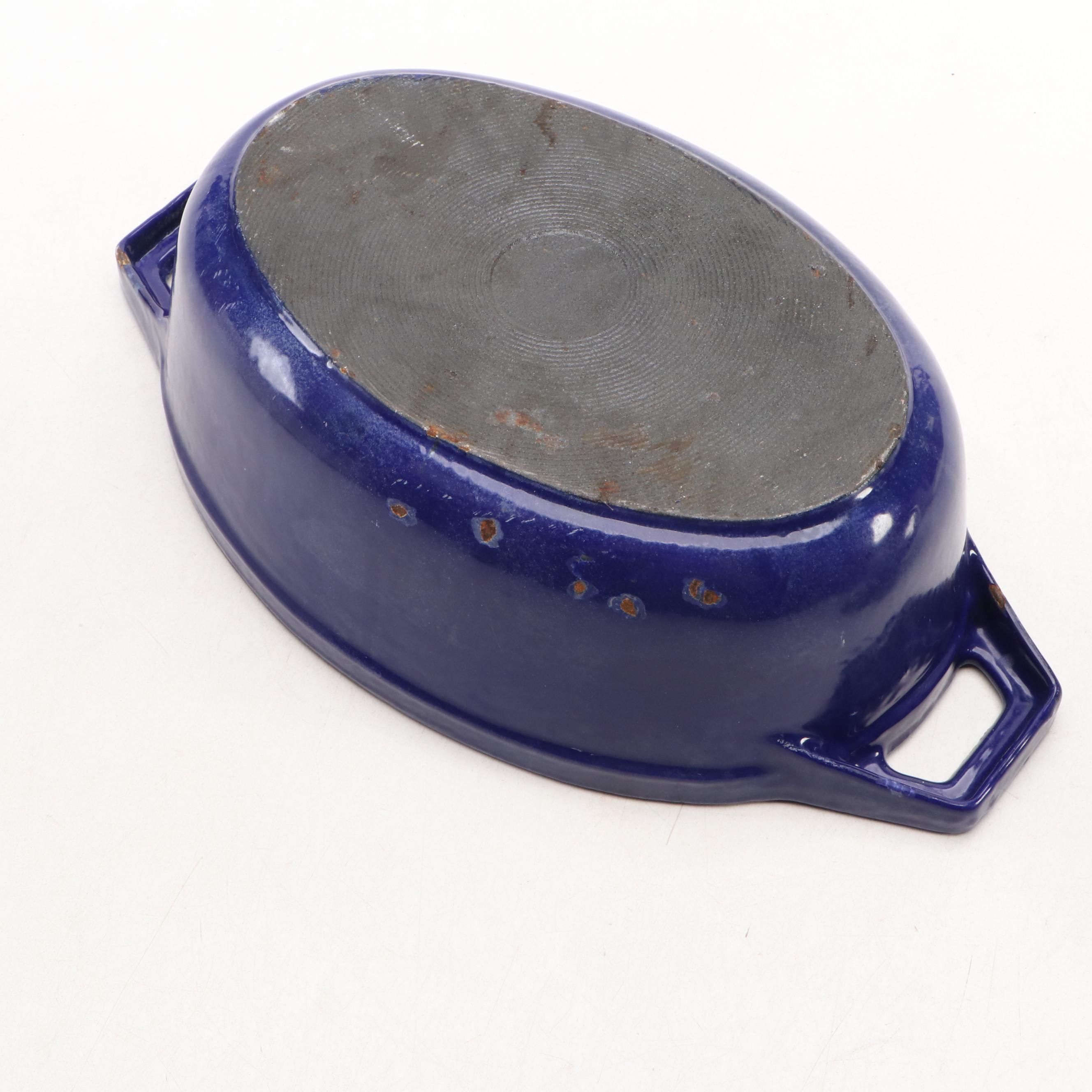 Blue and White Enameled Cast Iron Dutch Ovens