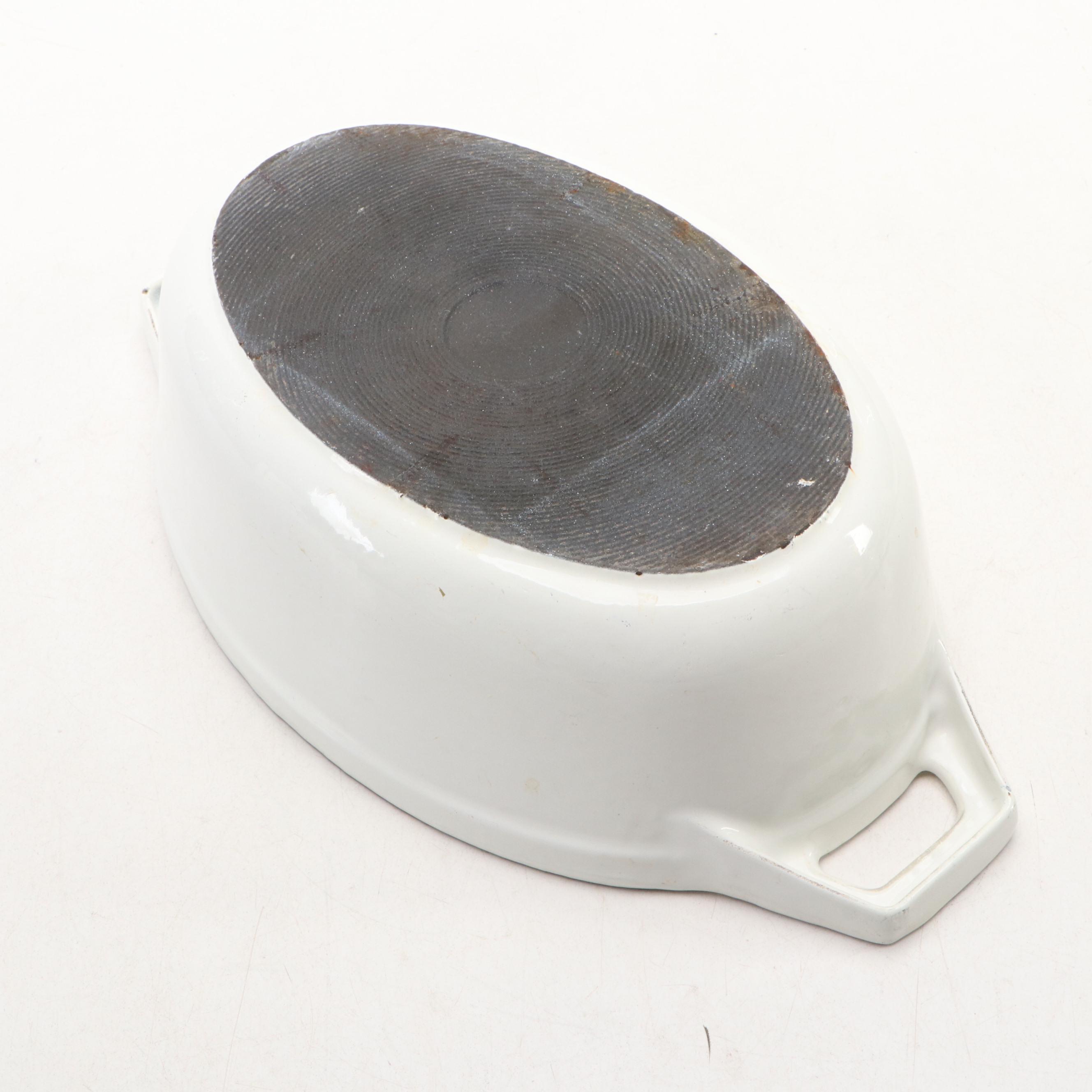 Blue and White Enameled Cast Iron Dutch Ovens