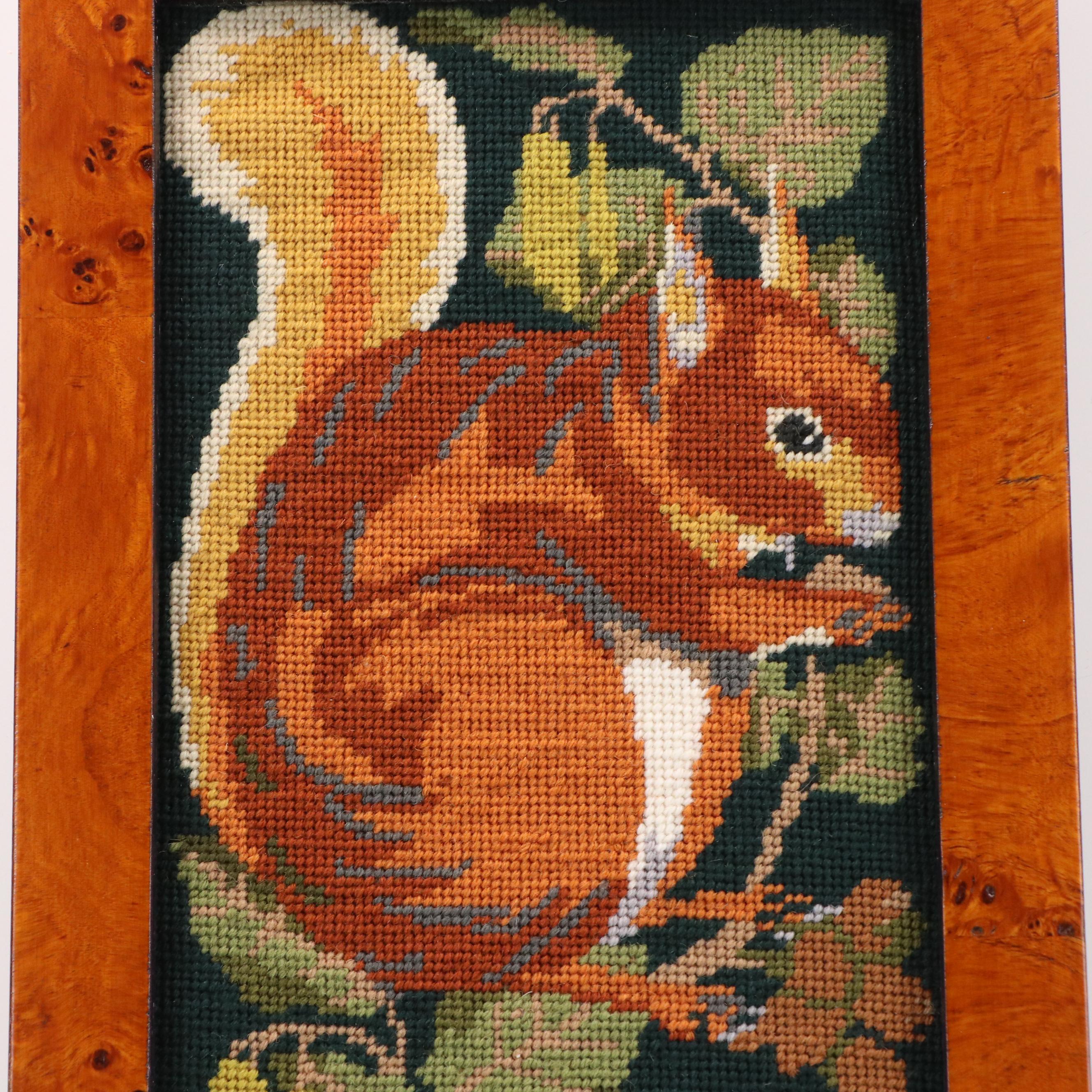 Kathleen Graf Needlepoint Panel of Squirrels, Design by Sarah Beechum
