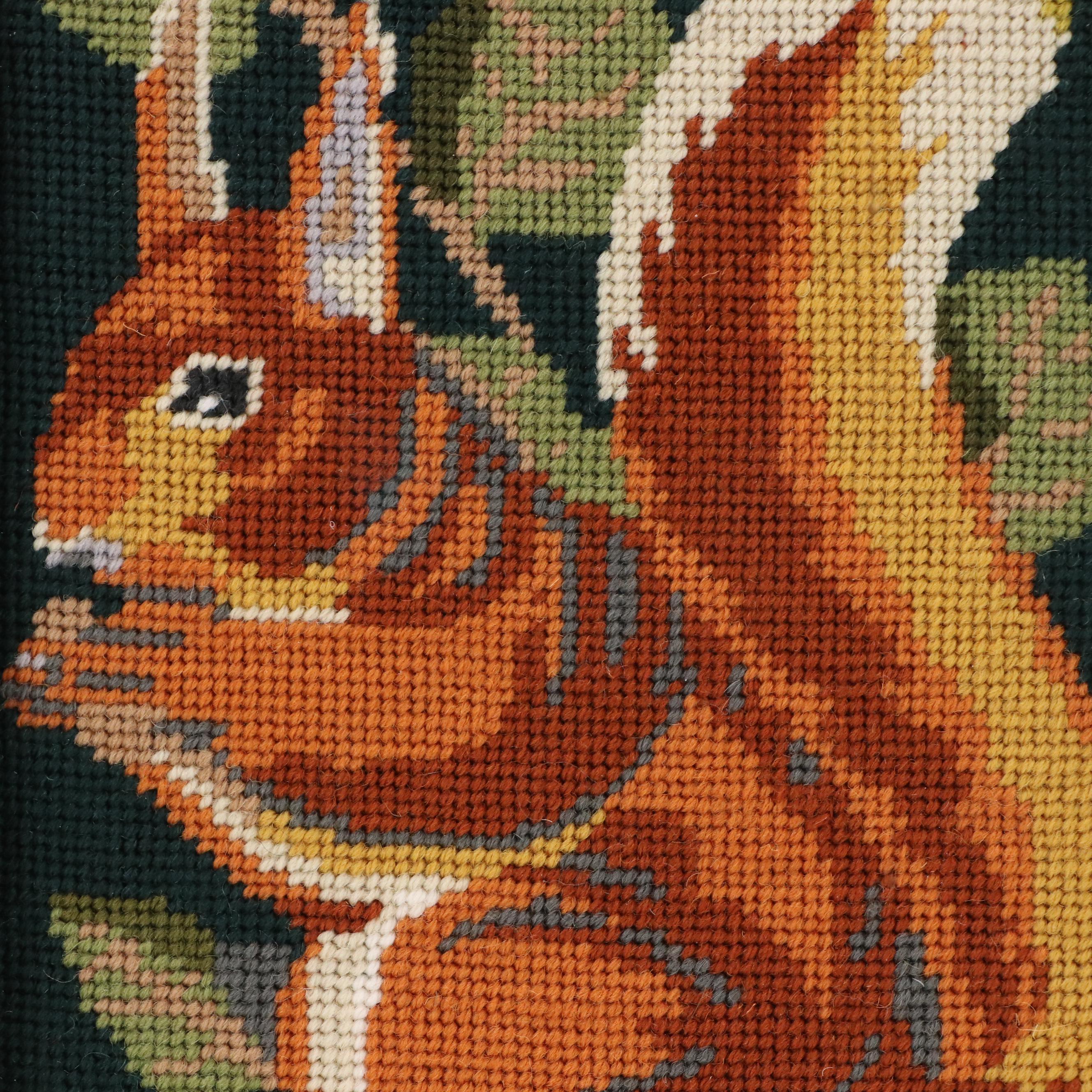 Kathleen Graf Needlepoint Panel of Squirrels, Design by Sarah Beechum