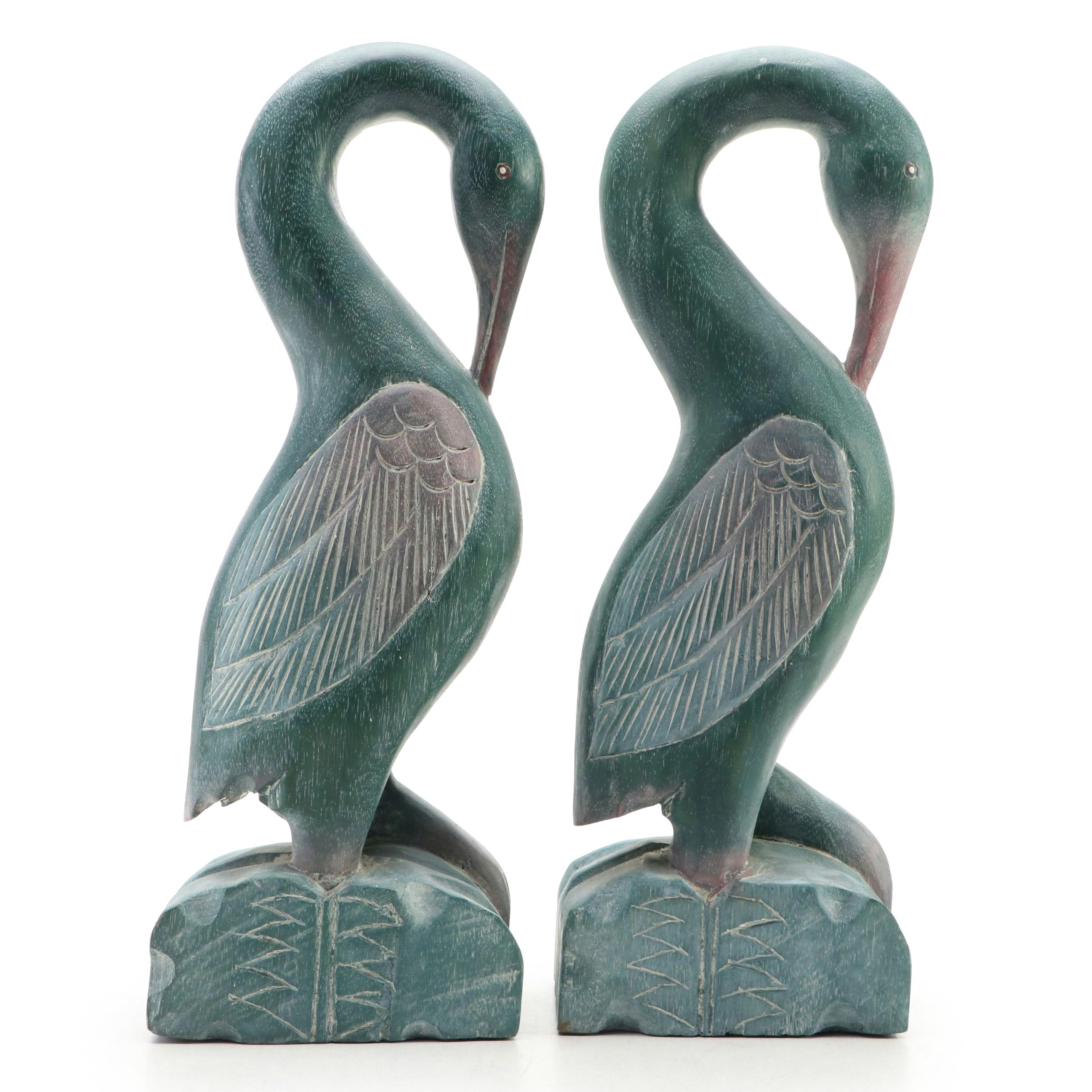 Folk Art Style Wooden Cranes