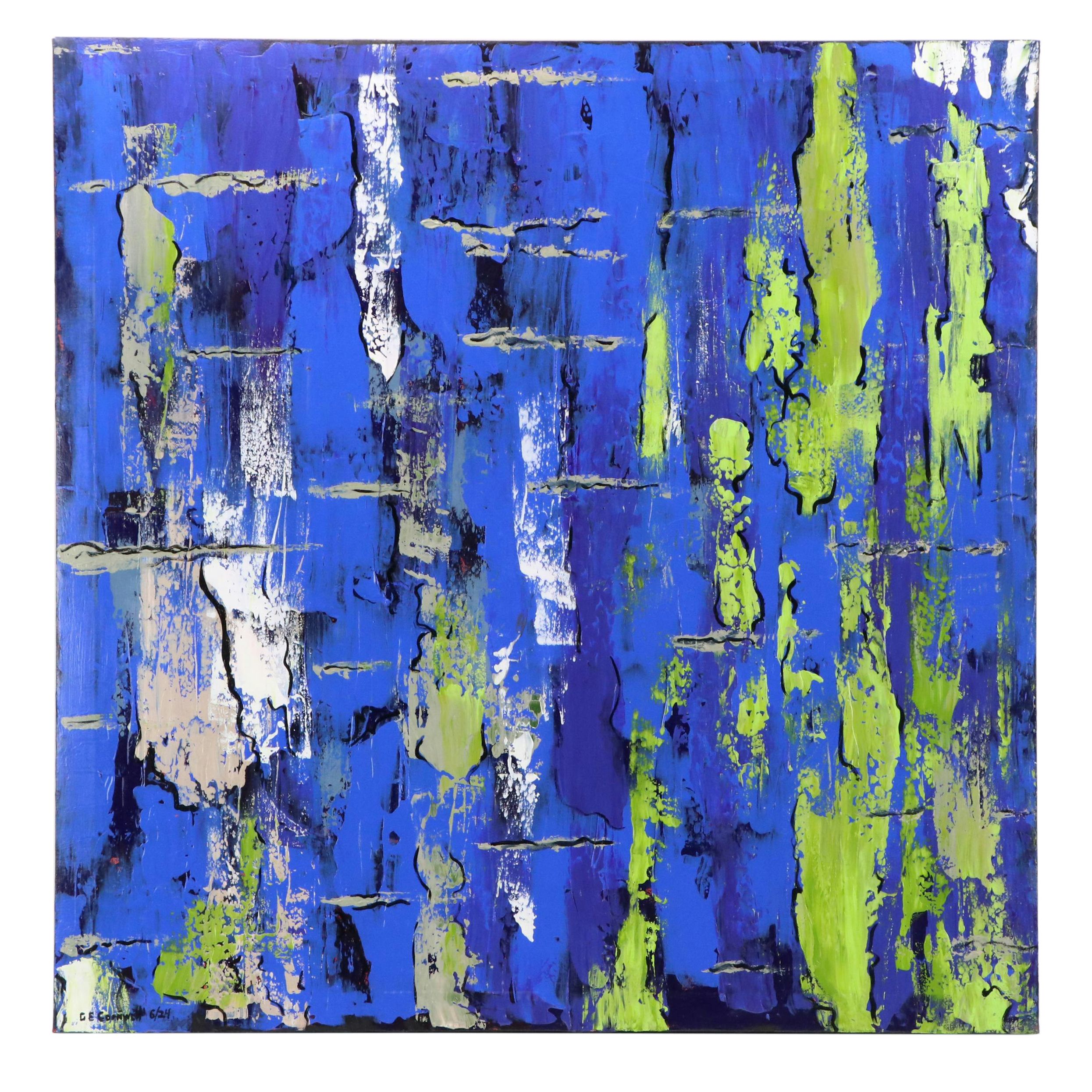 Gary E. Cornwell Abstract Acrylic Painting "Mossy Pond," 2014