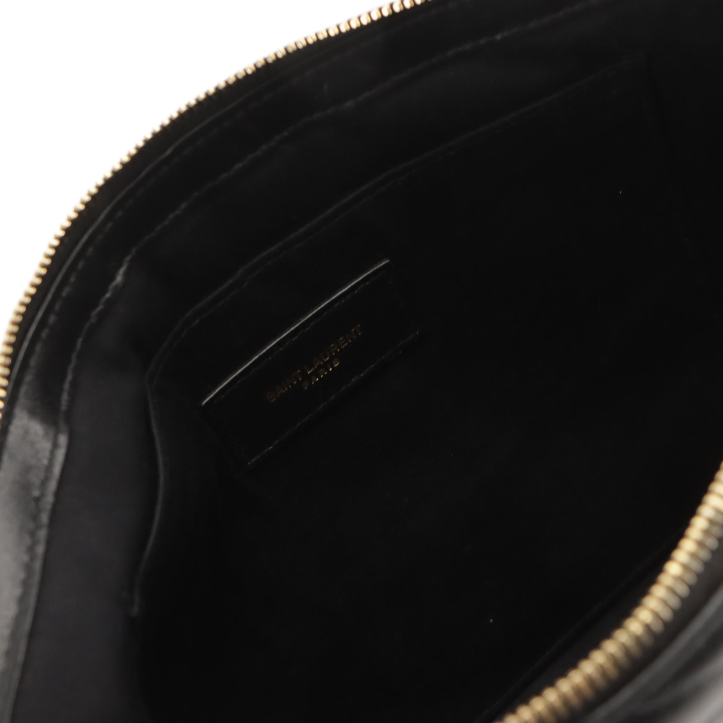 Saint Laurent YSL Large Wristlet Clutch in Chevron Quilted Black Calfskin