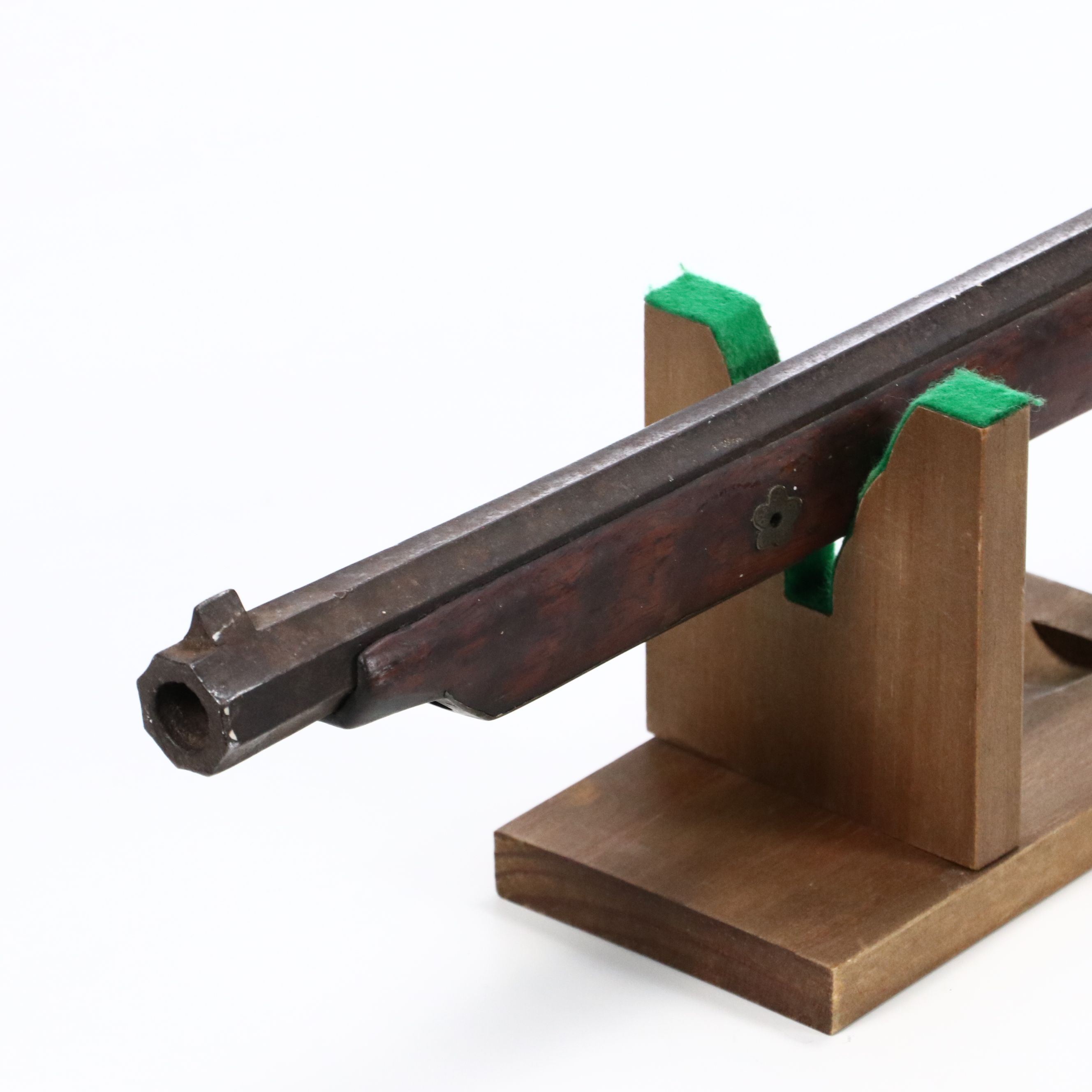 Antique Japanese Matchlock Musket with Brass Chrysanthemums