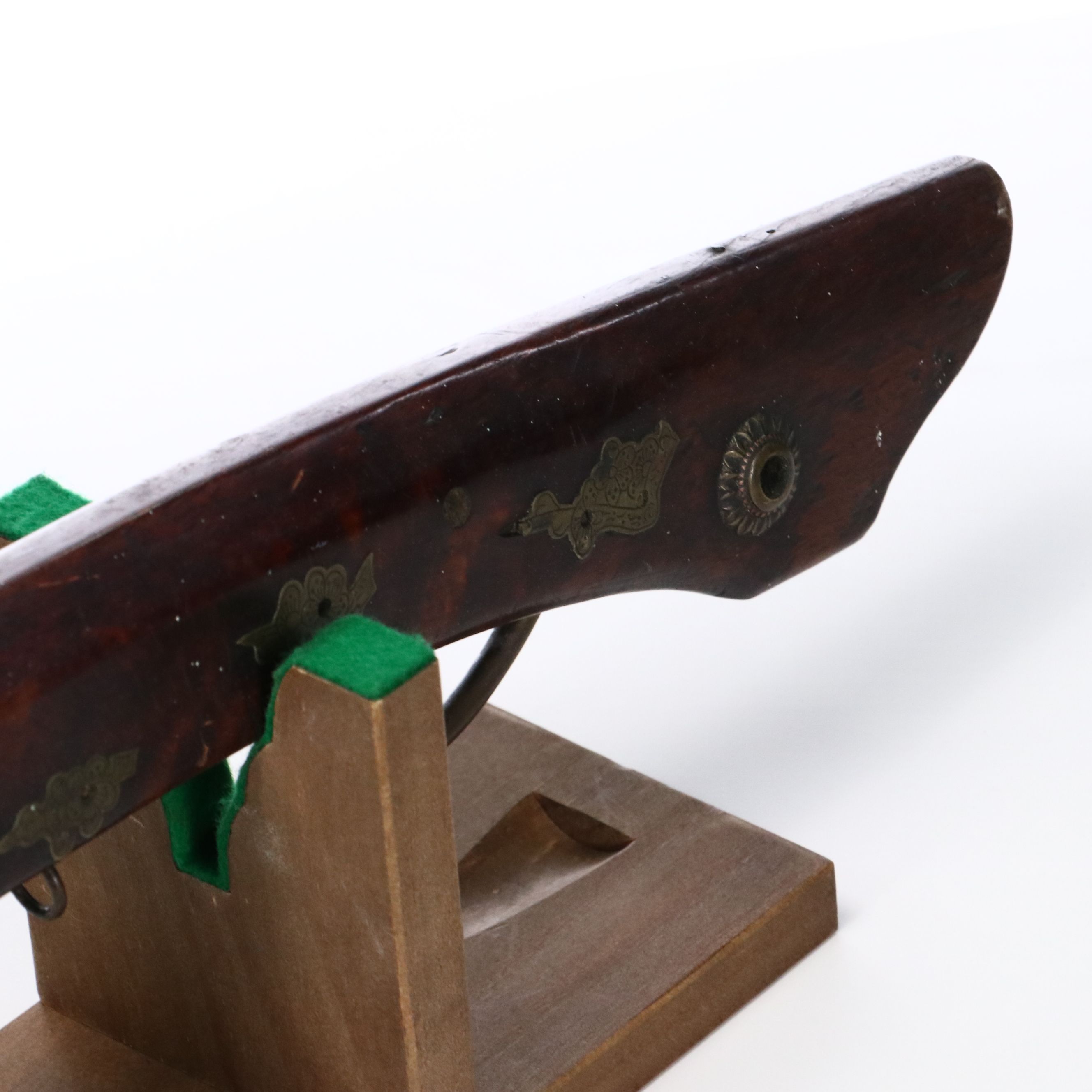 Antique Japanese Matchlock Musket with Brass Chrysanthemums