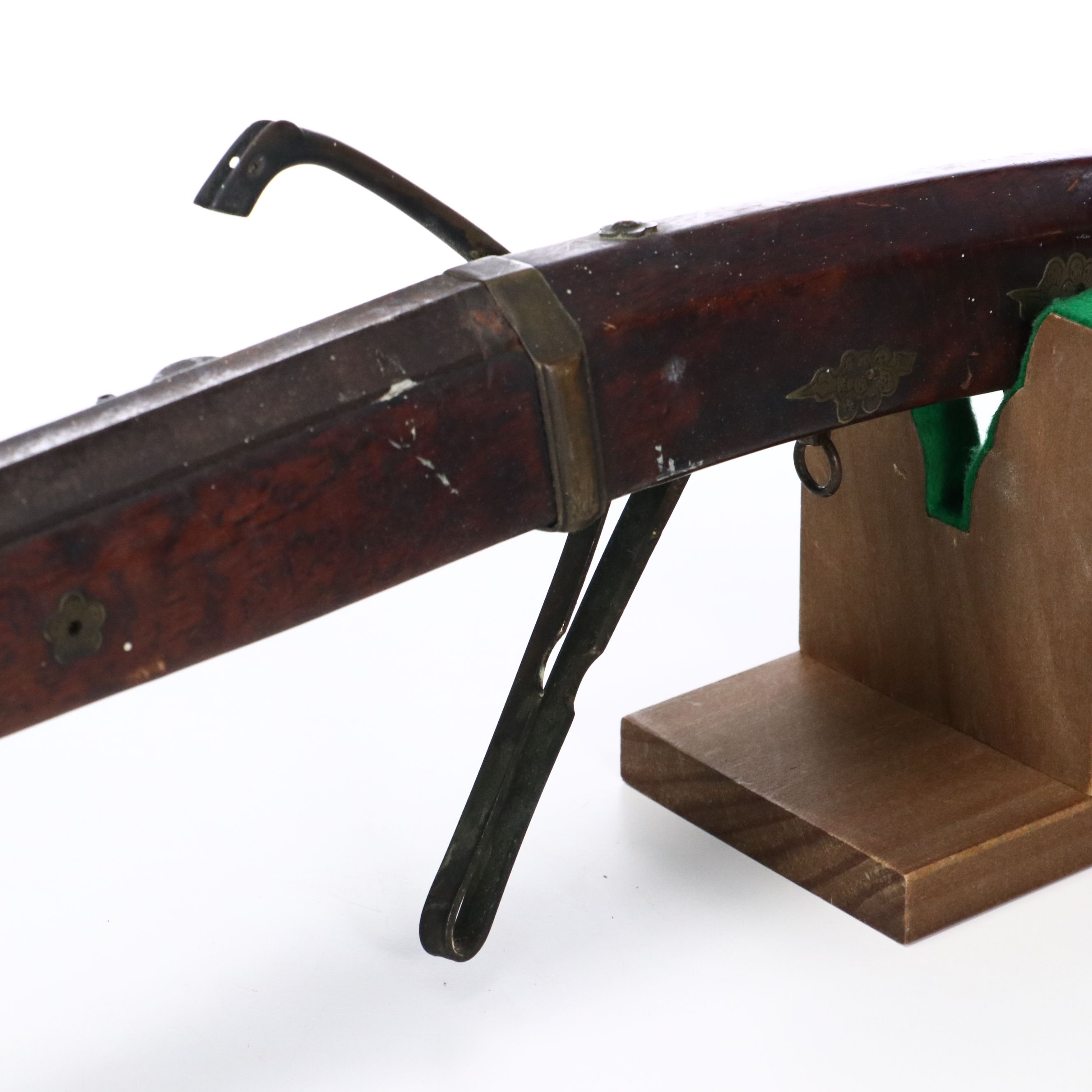 Antique Japanese Matchlock Musket with Brass Chrysanthemums