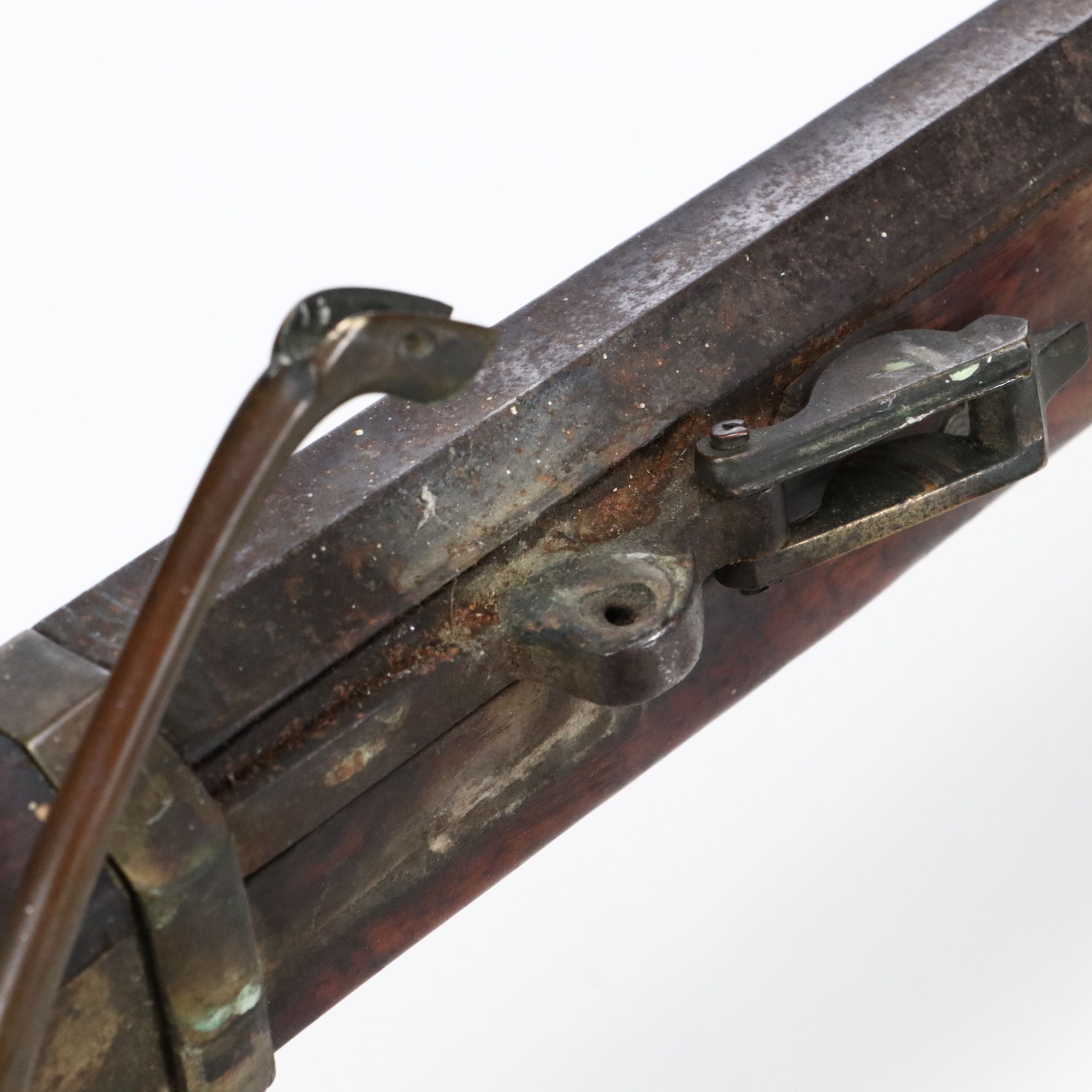 Antique Japanese Matchlock Musket with Brass Chrysanthemums