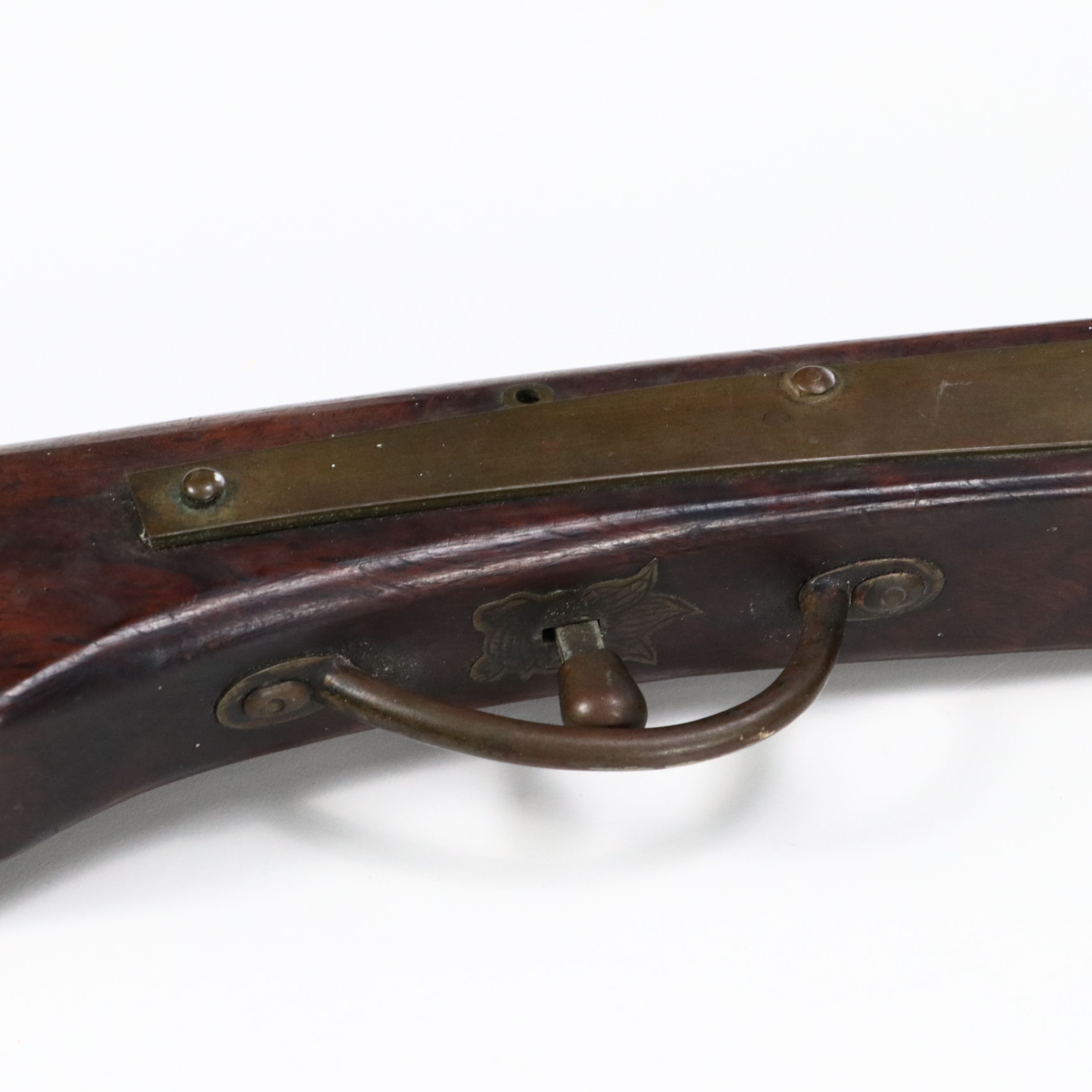 Antique Japanese Matchlock Musket with Brass Chrysanthemums