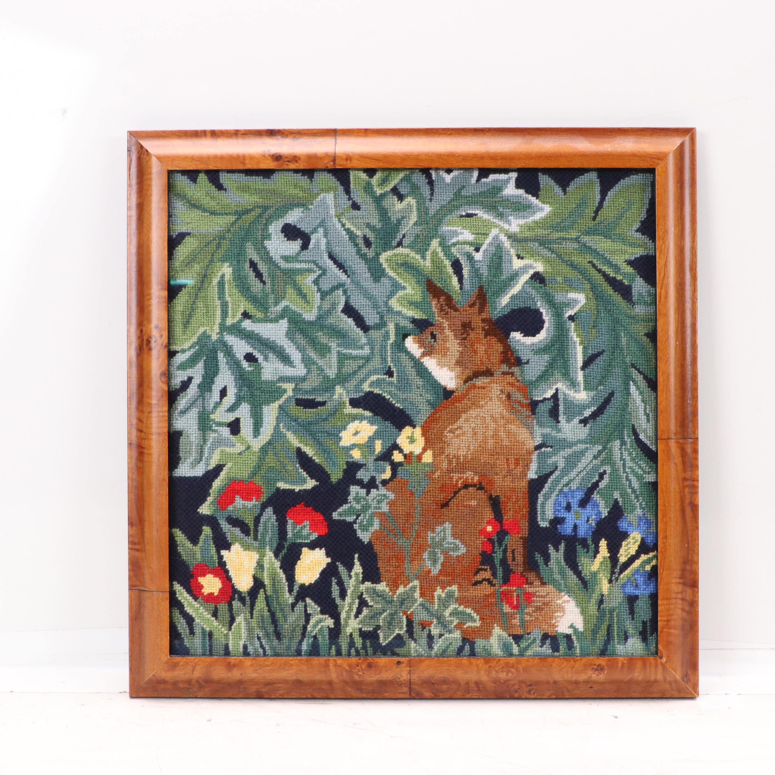 Kathleen Graf Needlepoint Panels "Fox" and "Hare" Designs by Beth Russell