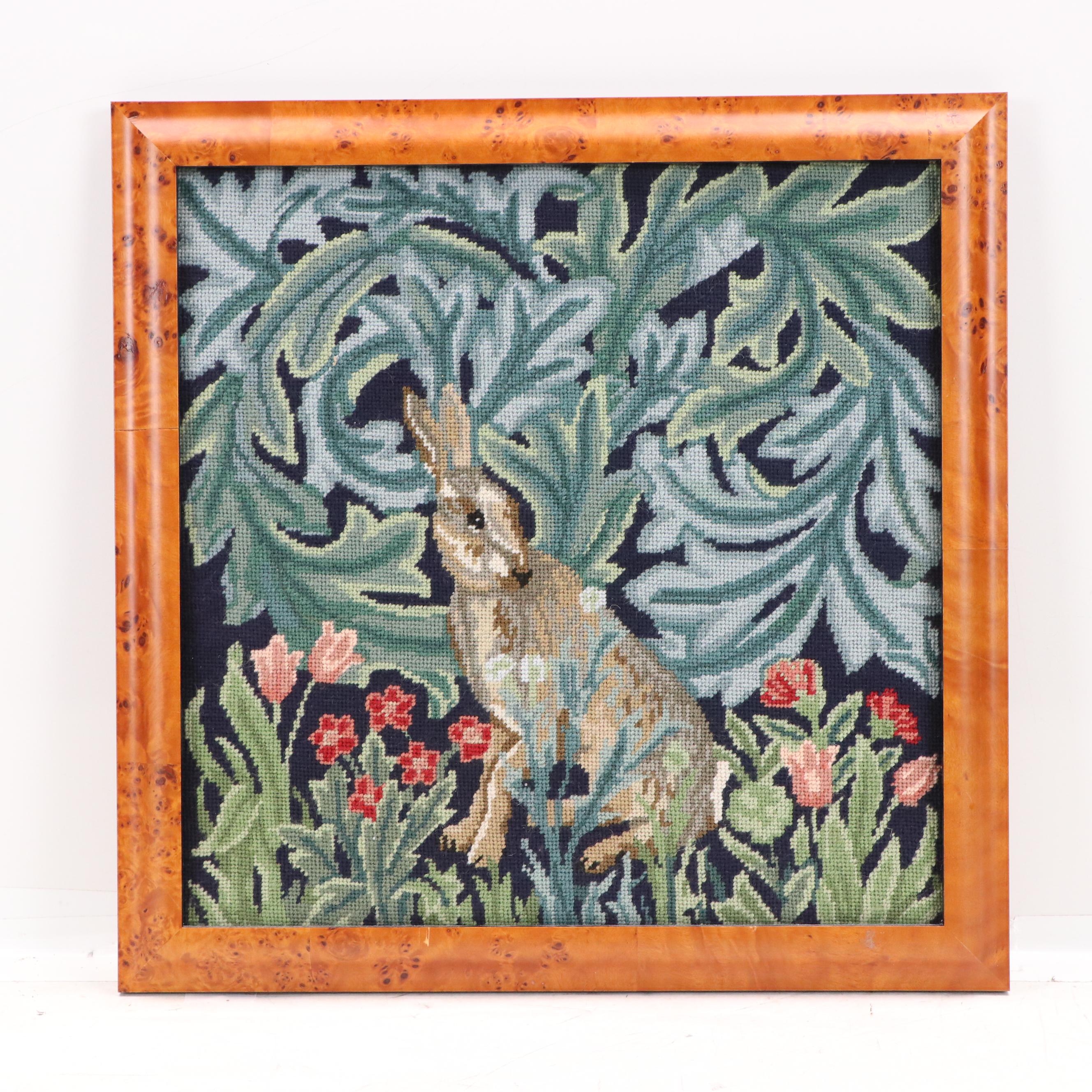 Kathleen Graf Needlepoint Panels "Fox" and "Hare" Designs by Beth Russell
