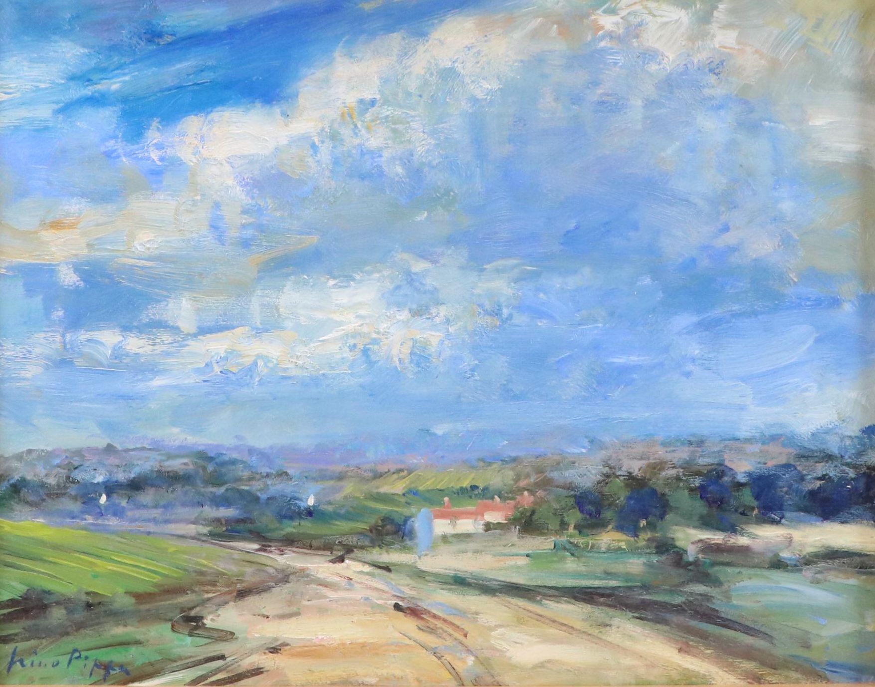 Nino Pippa Landscape Oil Painting "Tuscan Landscape - in the Arno Valley"