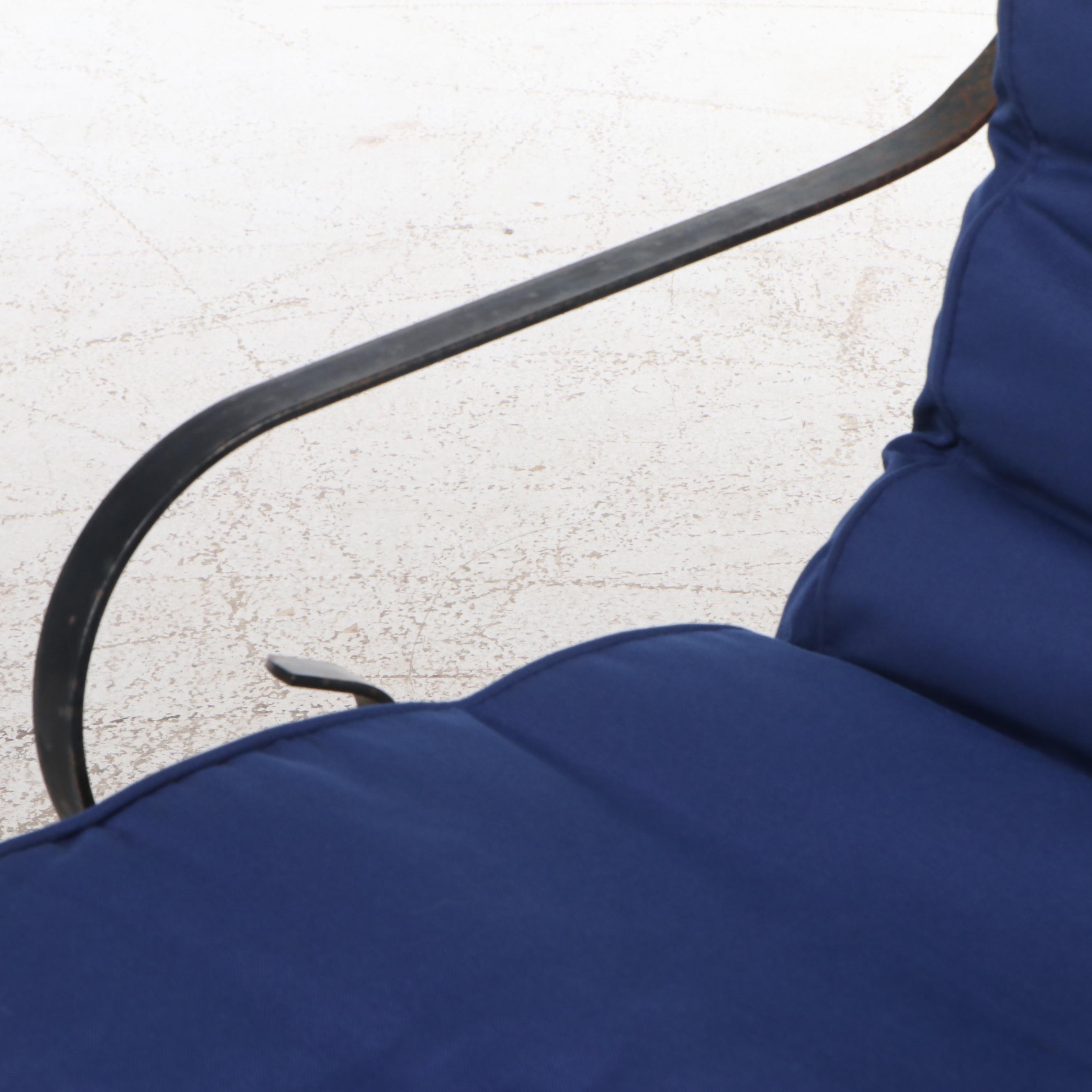 Pair of Wrought Iron Mesh Armchairs with Cushions