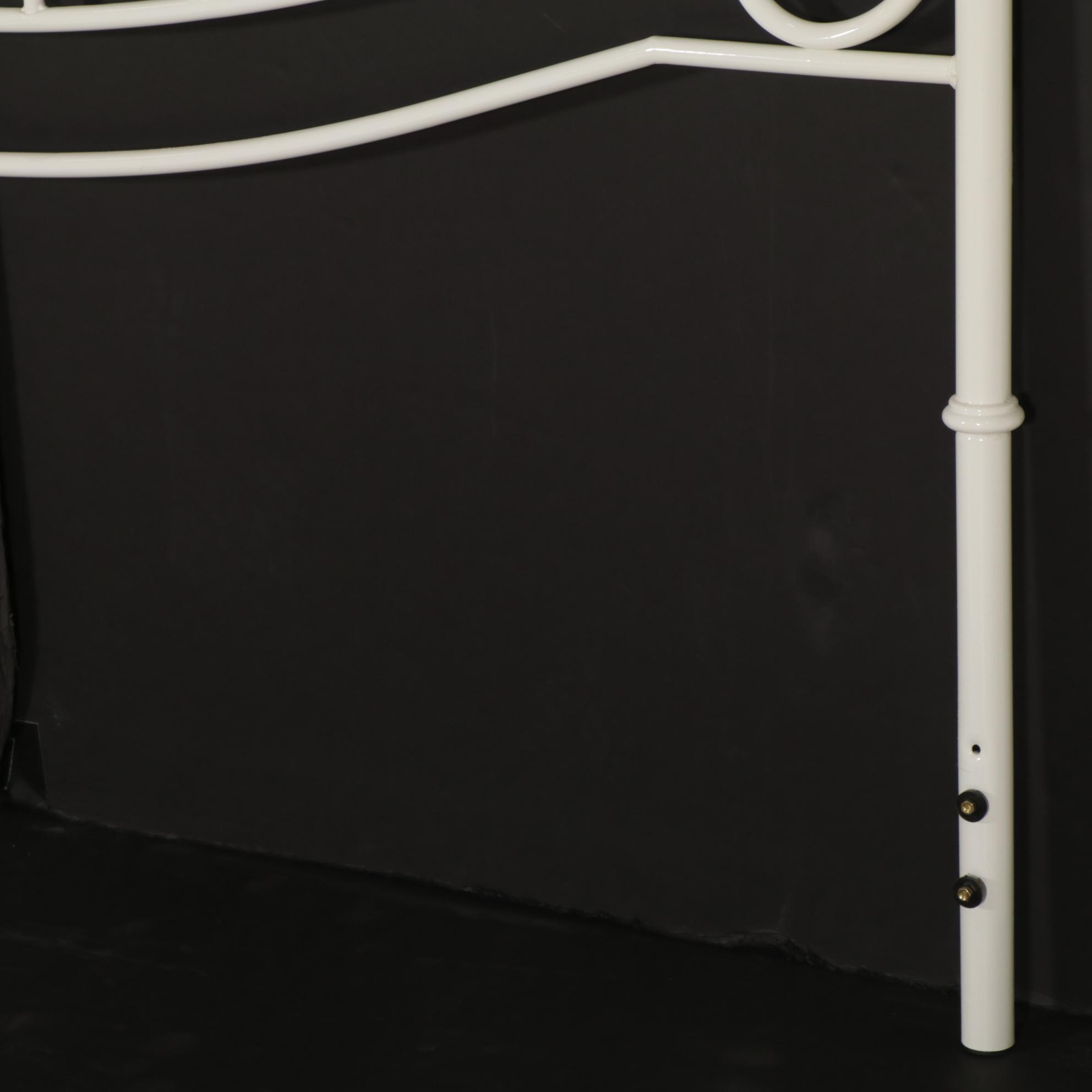 Victorian Style White Enameled Metal King Size Headboard