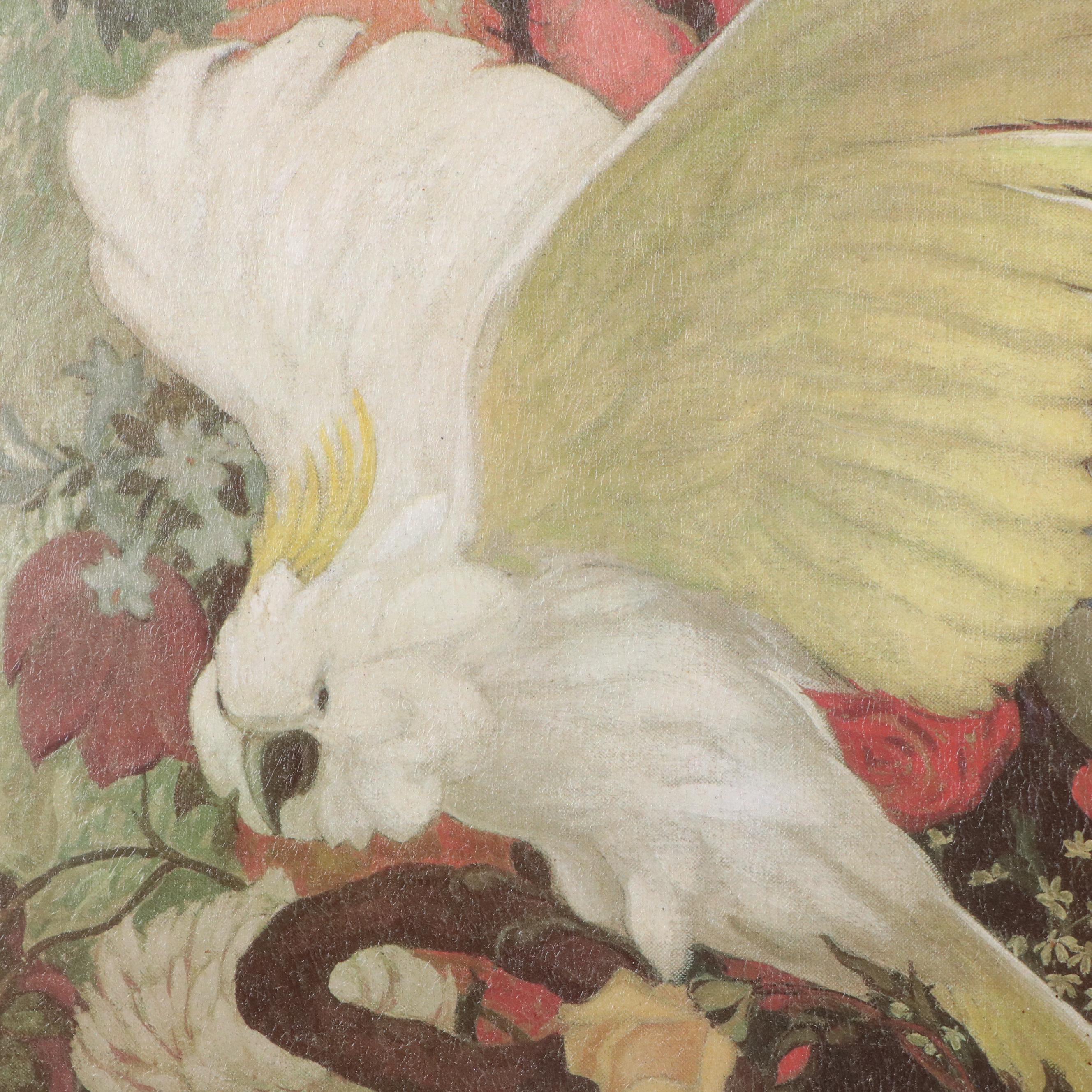 Offset Lithgraph After Jessie Arms Botke "White Peacock, Cockatoos, and Flowers"